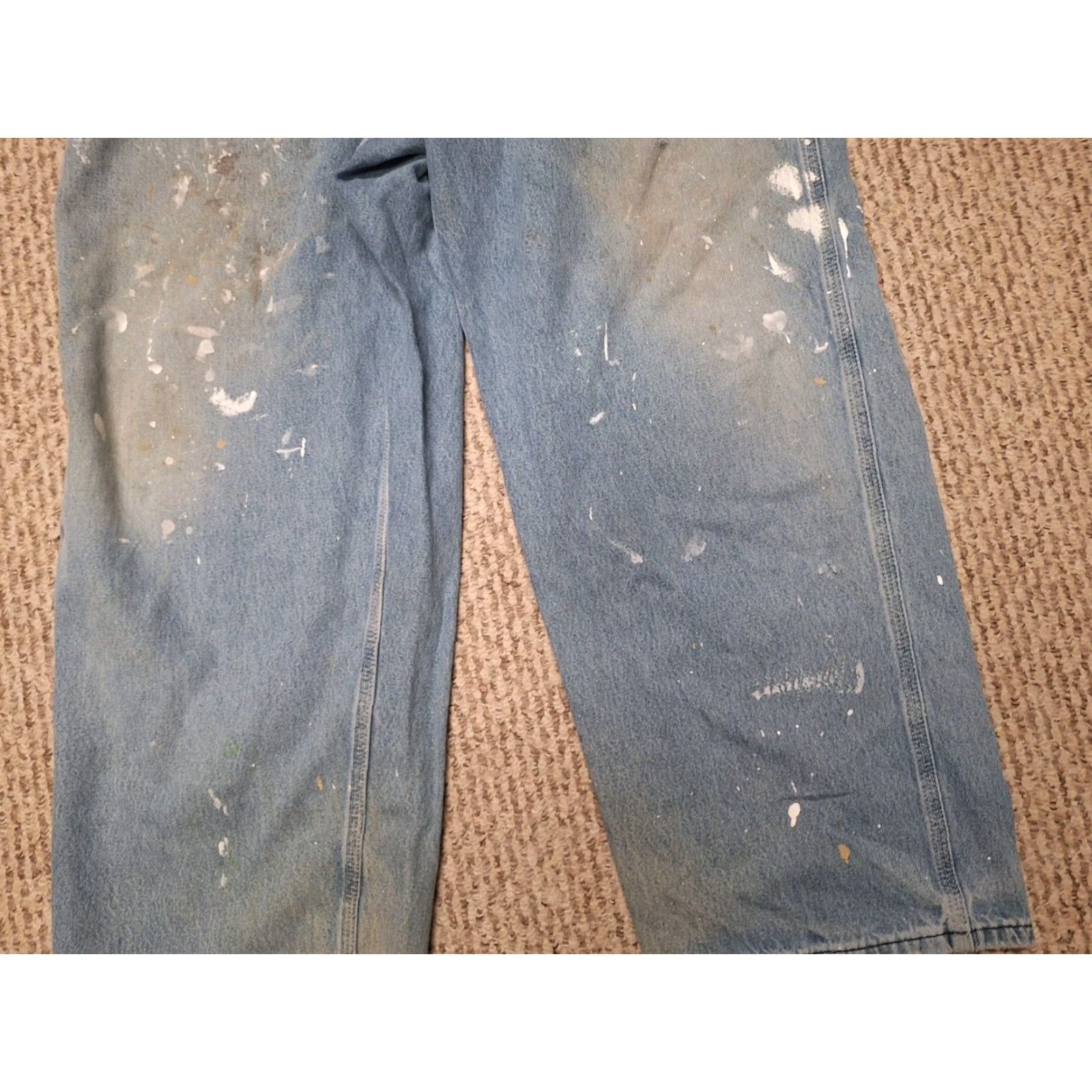 Carhartt Carhartt Bib Overalls Mens 44 Denim Blue Distressed Grunge Cotton Denim Jeans 44X30 Bib Overalls Mens Size US 44 / EU 60 - 3 Thumbnail
