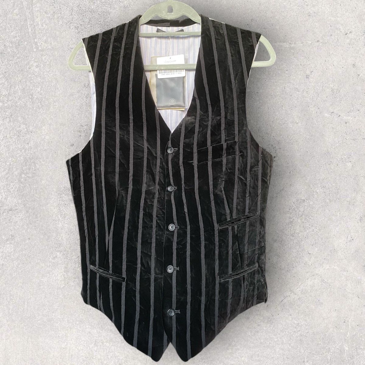 Yohji Yamamoto AW24 Runway Black Velour Stripe Gilet Size US M / EU 48-50 / 2 - 2 Thumbnail