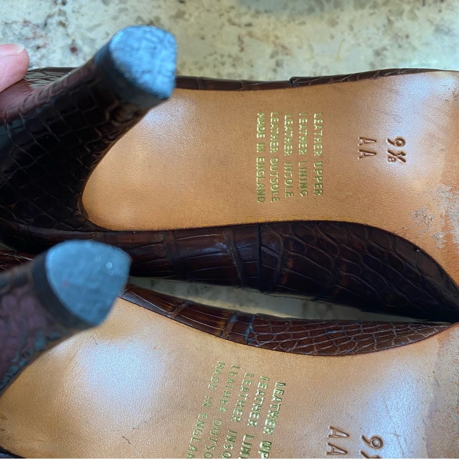 Other Rayne London $540 EVITA Croc Heels sz 9.5 AA EUC Size US 9.5 / IT 39.5 - 12 Thumbnail