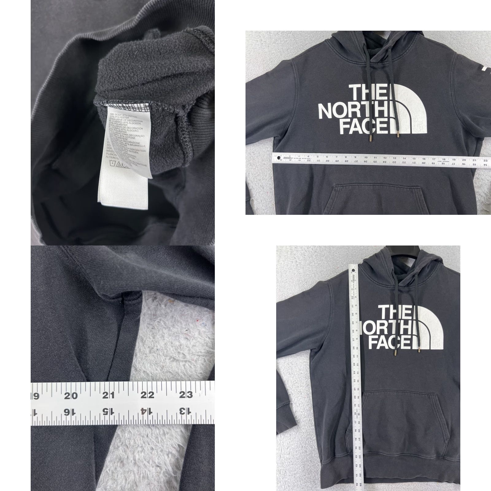 The North Face The North Face Hoodie Adult Medium Gray White Pullover Cotton Blend Sweatshirt Crew Neck Logo Hooded All Seasons Regular Men Size US M / EU 48-50 / 2 - 8 Thumbnail