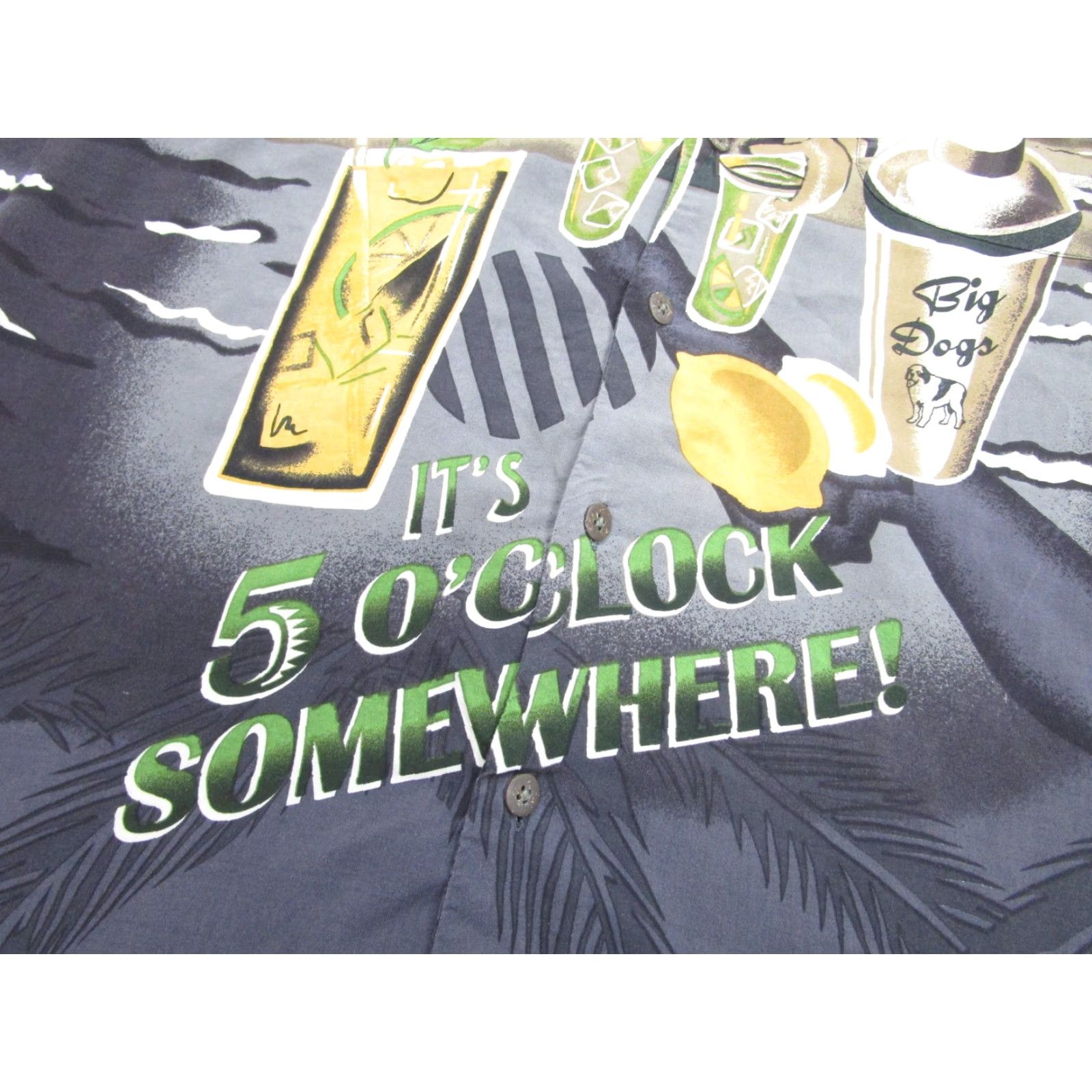 Big Dogs Big Dogs Shirt Mens 2XL Gray It's 5 O'Clock Somewhere Hawaiian Aloha Cocktail Mens Size US XXL / EU 58 / 5 - 4 Thumbnail