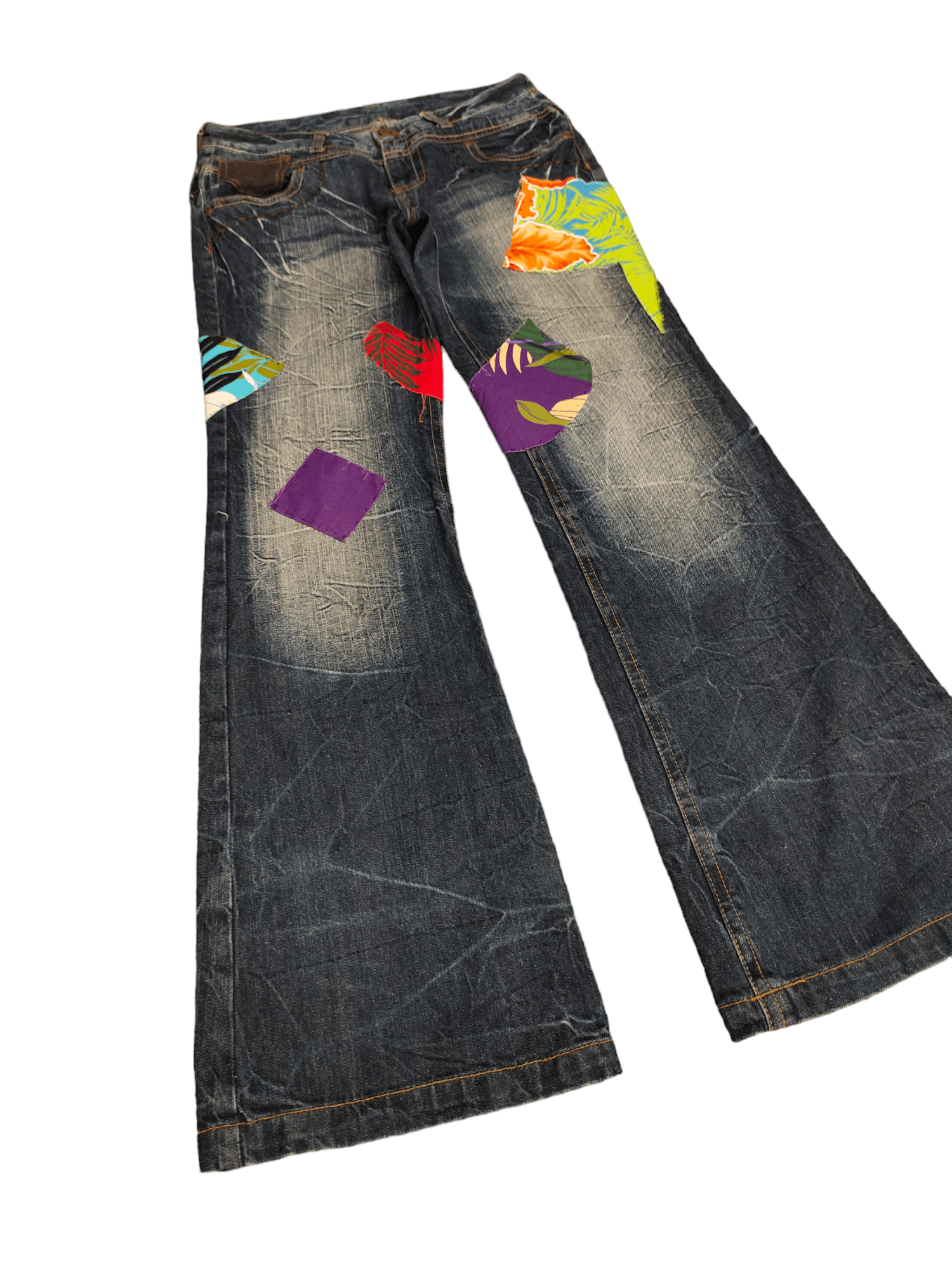 If Six Was Nine Flare Jeans Japan Patchwork Faded Boot Cut Y2k Lgb Size US 29 - 3 Thumbnail