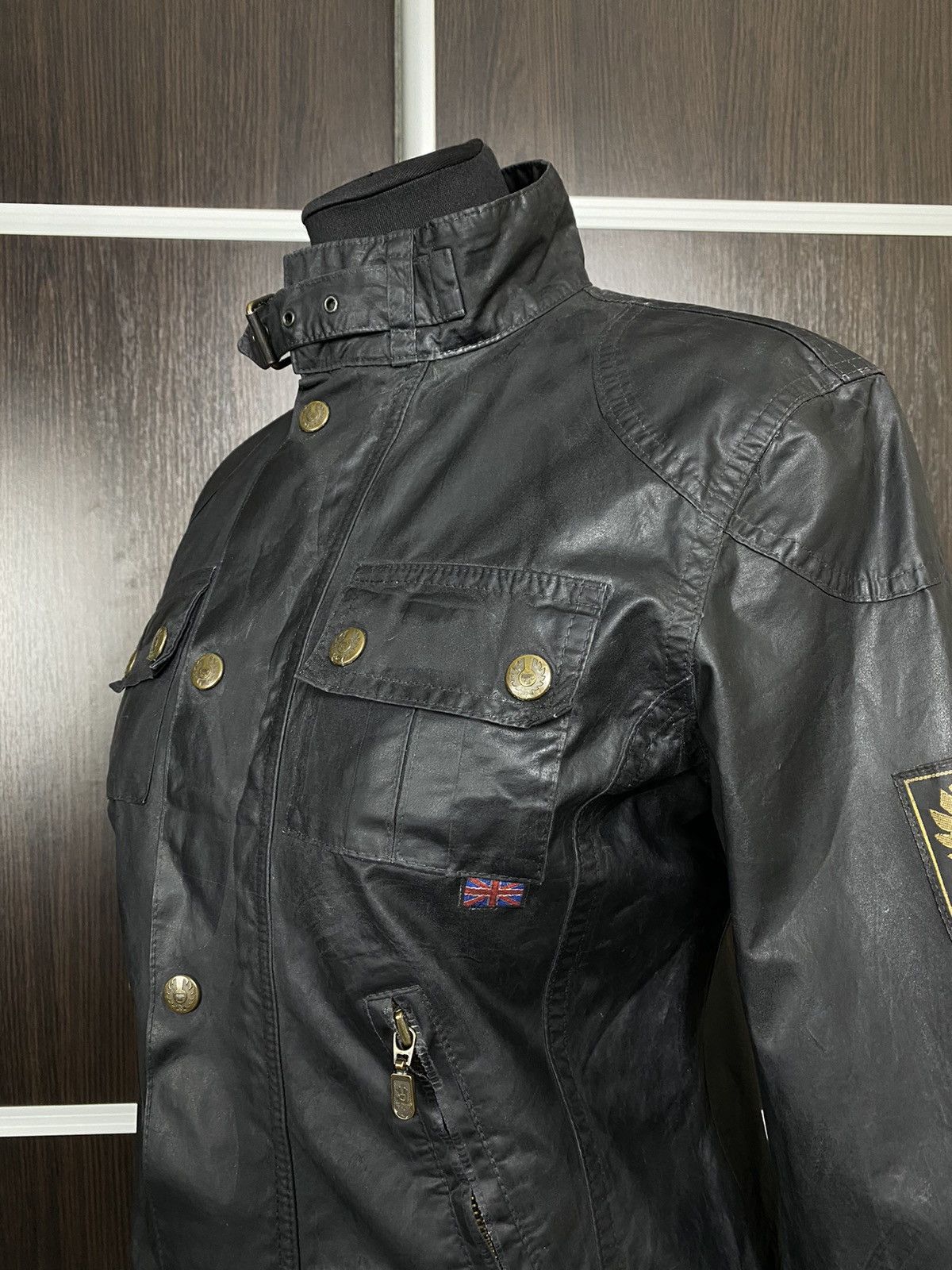 Belstaff Belstaff Gold Rubberized Y2K Belt Biker Jacket Size M / US 6-8 / IT 42-44 - 4 Thumbnail