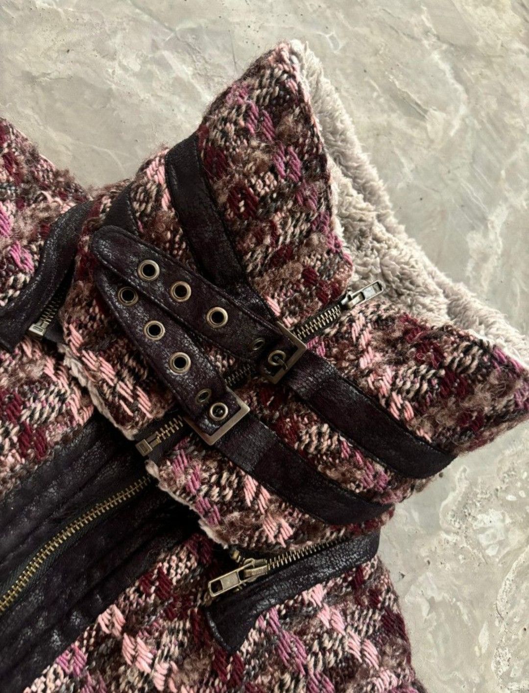 Le Grande Bleu (L.G.B.) DESIGUAL Women's Coat EU36 Wool Faux Fur Shearling Tweed Size XS / US 0-2 / IT 36-38 - 3 Thumbnail