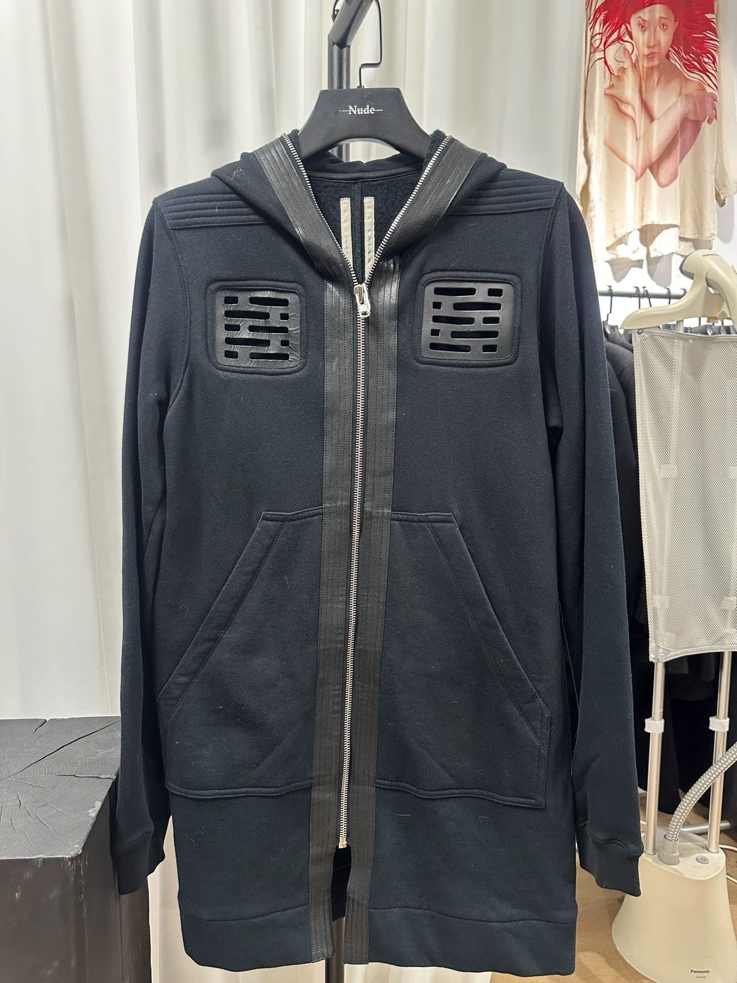 Rick Owens Black Zip-Up Hoodie with Cut-Out Chest Detail Size US M / EU 48-50 / 2 - 1 Thumbnail