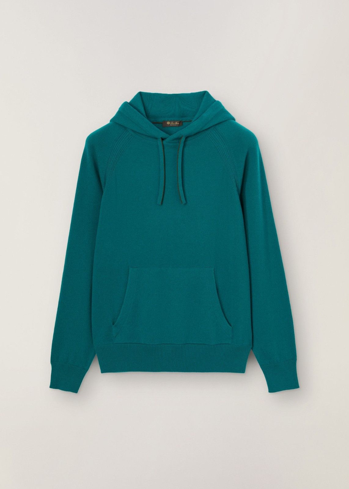 o1srvl11e1124 Plain-Knit Hoodie in Teal