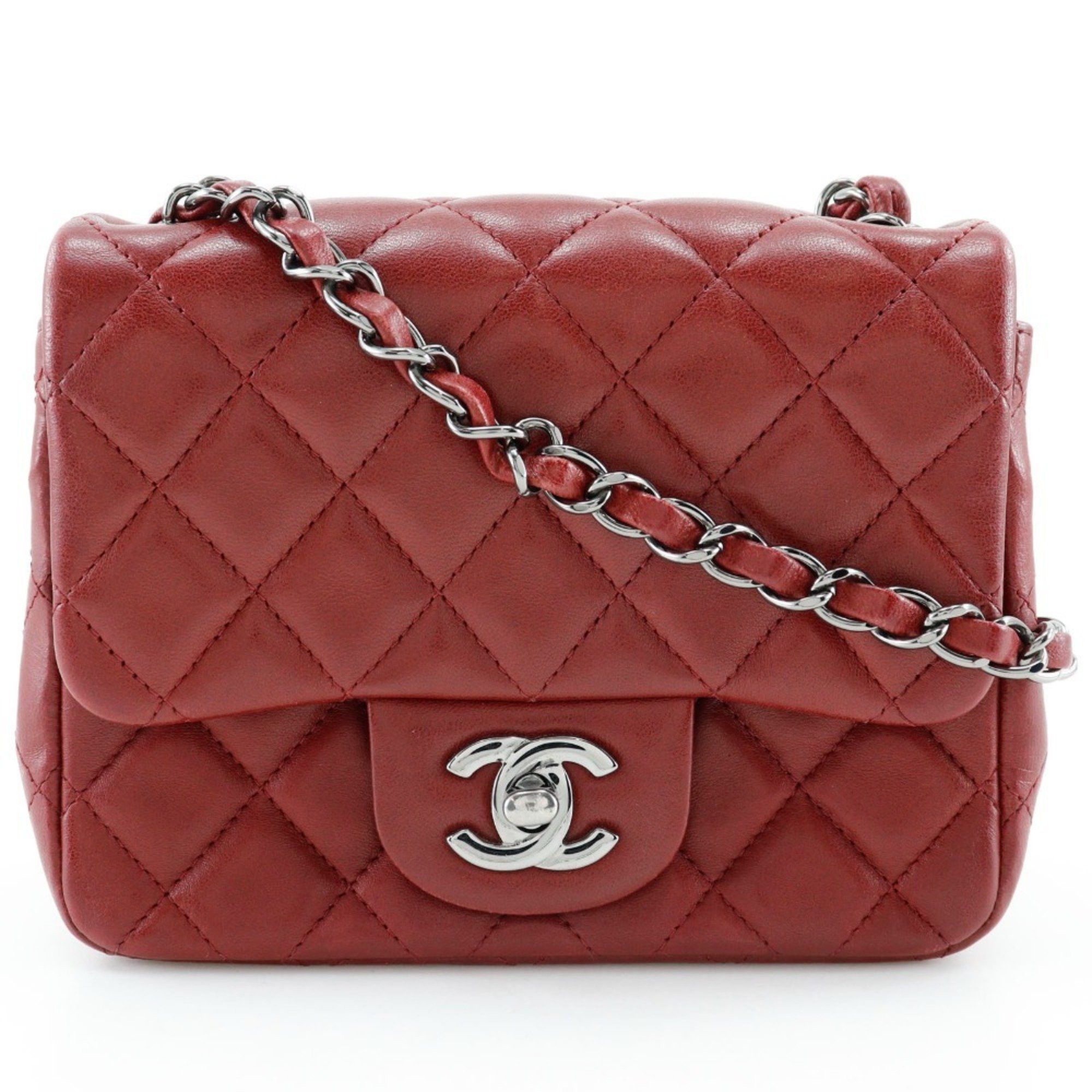 Chanel CHANEL Chain Shoulder Bag, Matelasse, Lambskin, Red, Turnlock, Mini ChainShoulder, Women's Size ONE SIZE - 1 Thumbnail