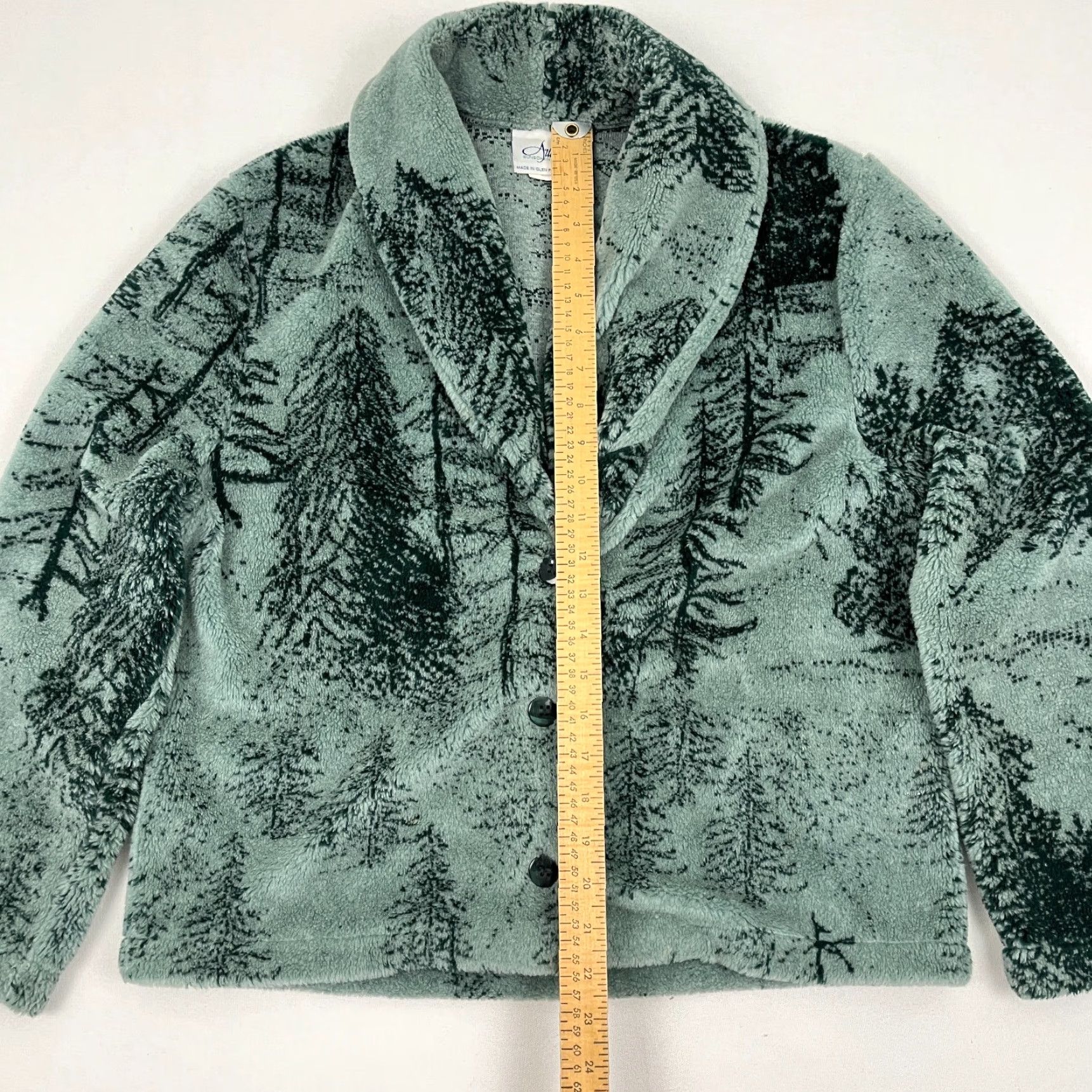 Vintage VTG Artisans Sweater Womens M Green Nature Forest Outdoor Fleece Fuzzy USA Made Green Size M / US 6-8 / IT 42-44 - 3 Thumbnail
