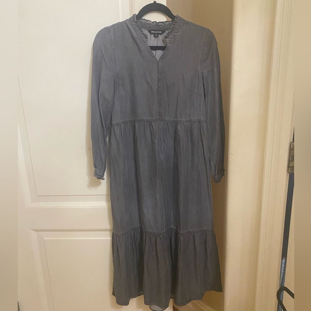 Whistles Whistles Denim Trapeze Midi Dress Size XS / US 0-2 / IT 36-38 - 9 Thumbnail