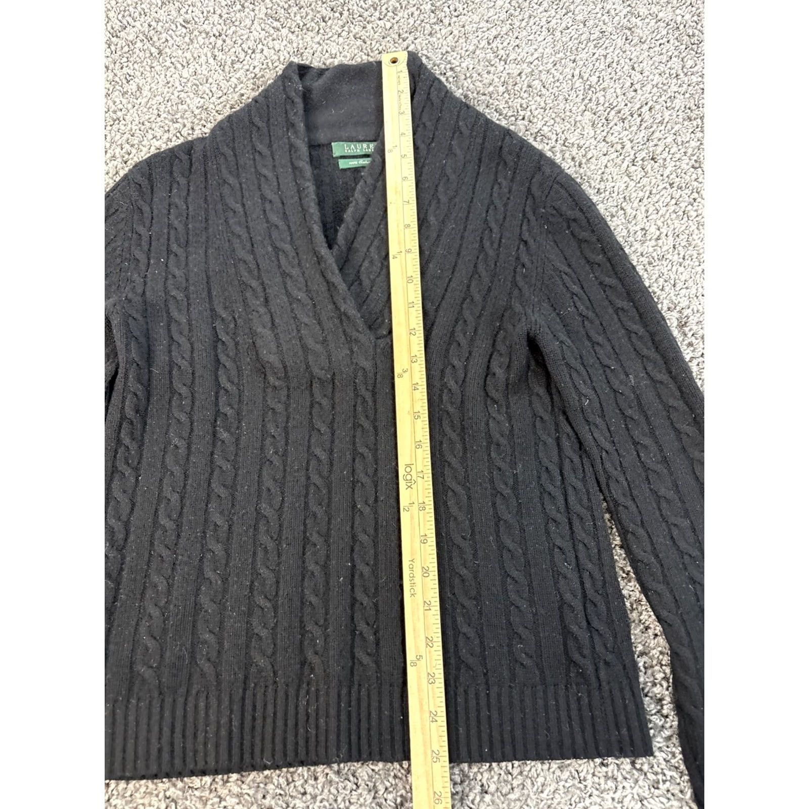 Ralph Lauren Lauren Ralph Lauren Sweater Women S Black Cashmere Shawl Neck Cable Knit Pullover Lightweight Breathable Regular Knit Size S / US 4 / IT 40 - 2 Thumbnail