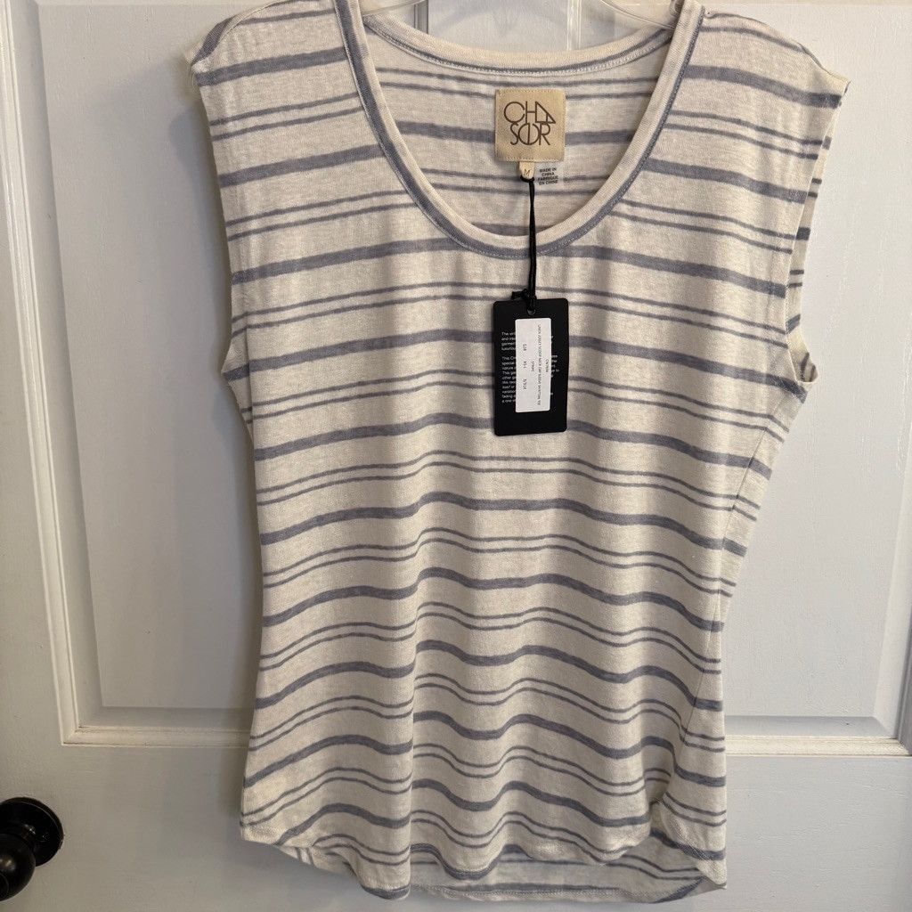 Chaser Brand Women's Chaser Striped Tank Top Size M White/Gray Size M / US 6-8 / IT 42-44 - 5 Thumbnail