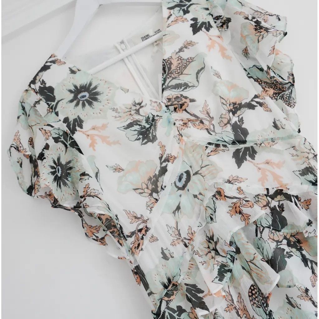 Diane von Furstenberg Diane Von Furstenberg Carol Chiffon Floral Dress Size S / US 4 / IT 40 - 4 Thumbnail