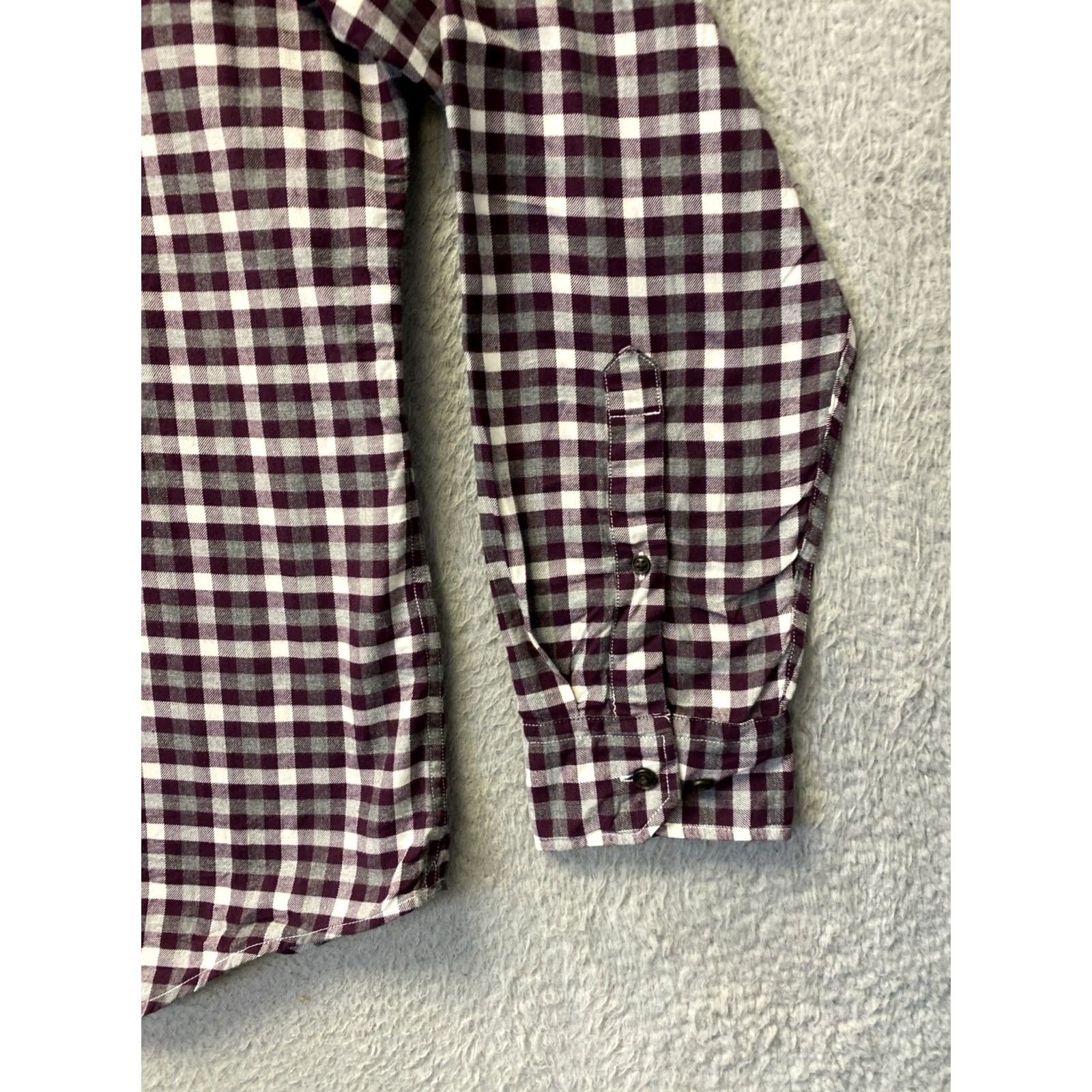 Banana Republic VINTAGE Banana Republic Shirt Mens XL Maroon Gray Plaid Long Sleeve Button Up /0885 Size US XL / EU 56 / 4 - 2 Thumbnail