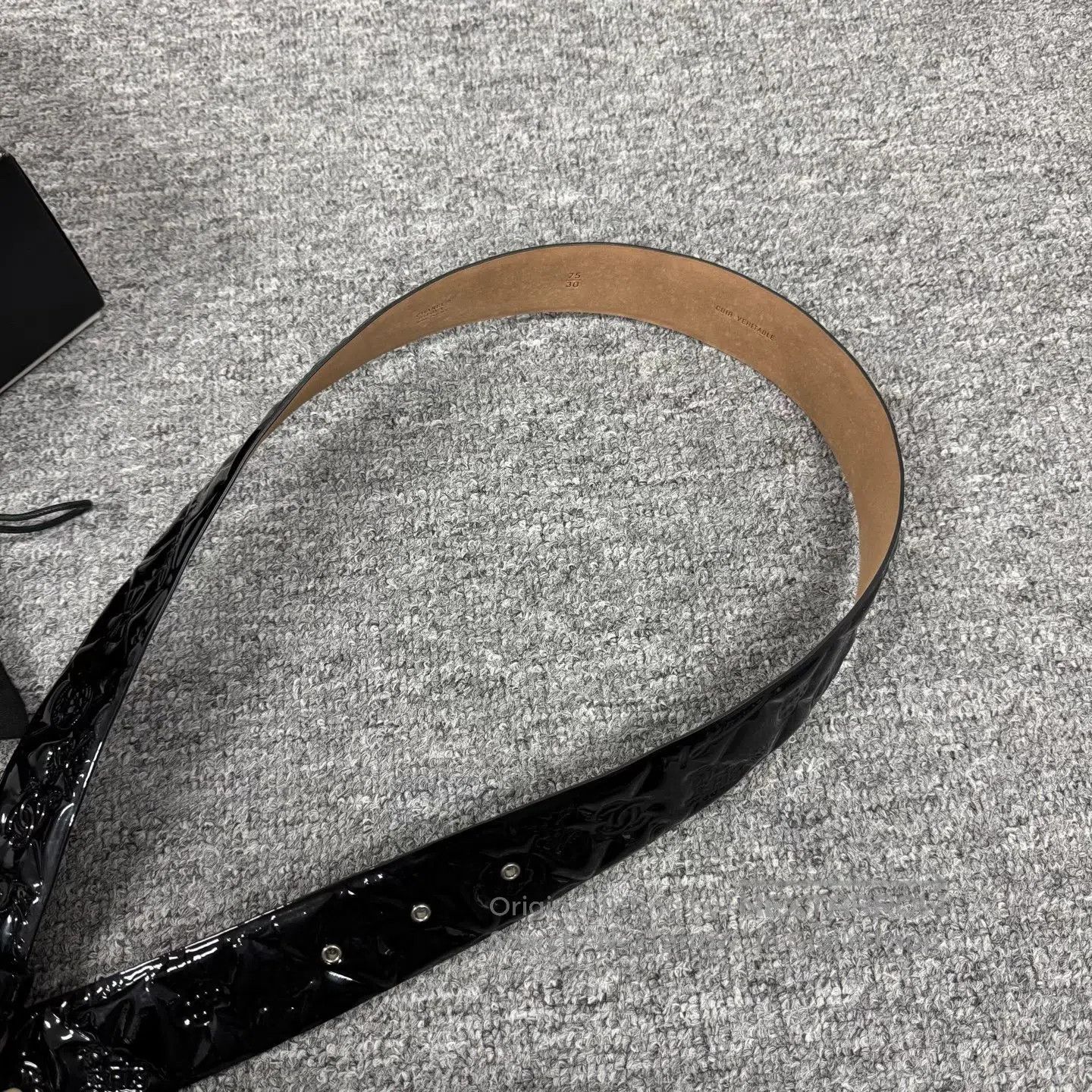 Chanel Chanel Black leather embossed logo belt| Size ONE SIZE - 4 Thumbnail