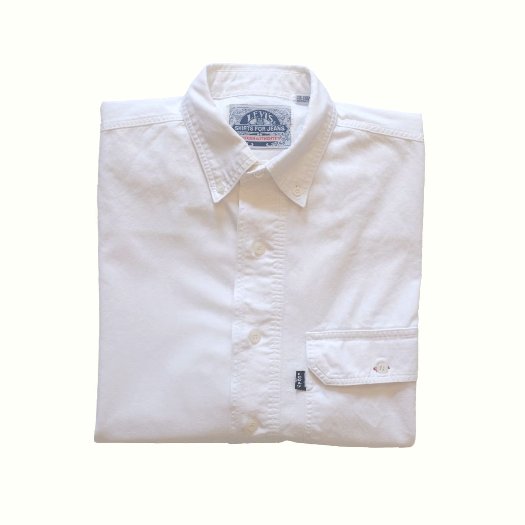 Levi's VINTAGE Levi's Shirt Button-Down Short Sleeve Cotton 1992 90s M White Mens Shirt Size US M / EU 48-50 / 2 - 2 Thumbnail