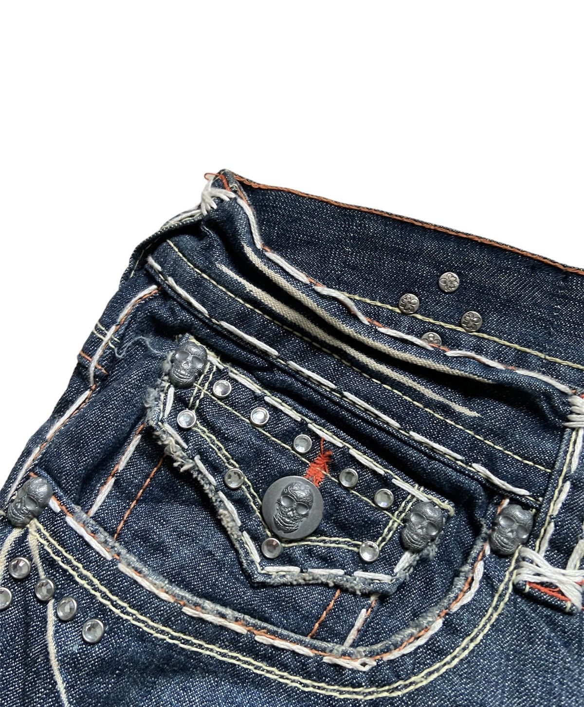 If Six Was Nine Vintage Laguna Beach Gemstone Flare Denim Pants Size US 38 / EU 54 - 6 Thumbnail