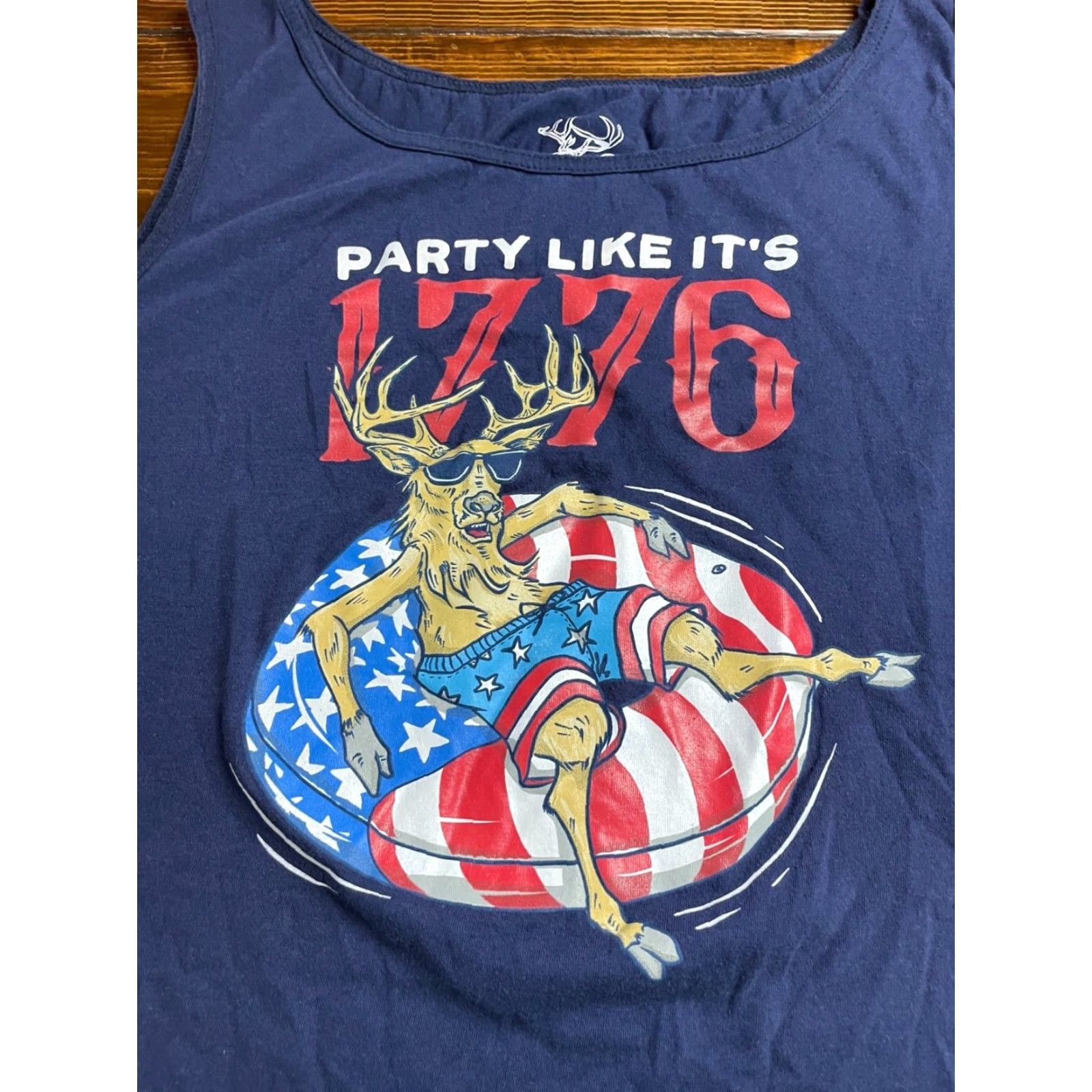 Vintage Staghorn -river- Tank Top Men's XL Navy Blue "Party Like It's 1776" Tank Shirt Size US XL / EU 56 / 4 - 3 Thumbnail