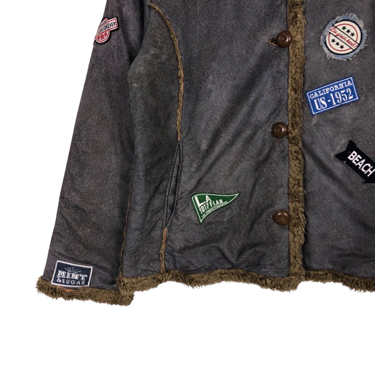 Japanese Brand Vintage Bignami Italy Shearling Patchwork Moto Jacket Size M / US 6-8 / IT 42-44 - 5 Thumbnail