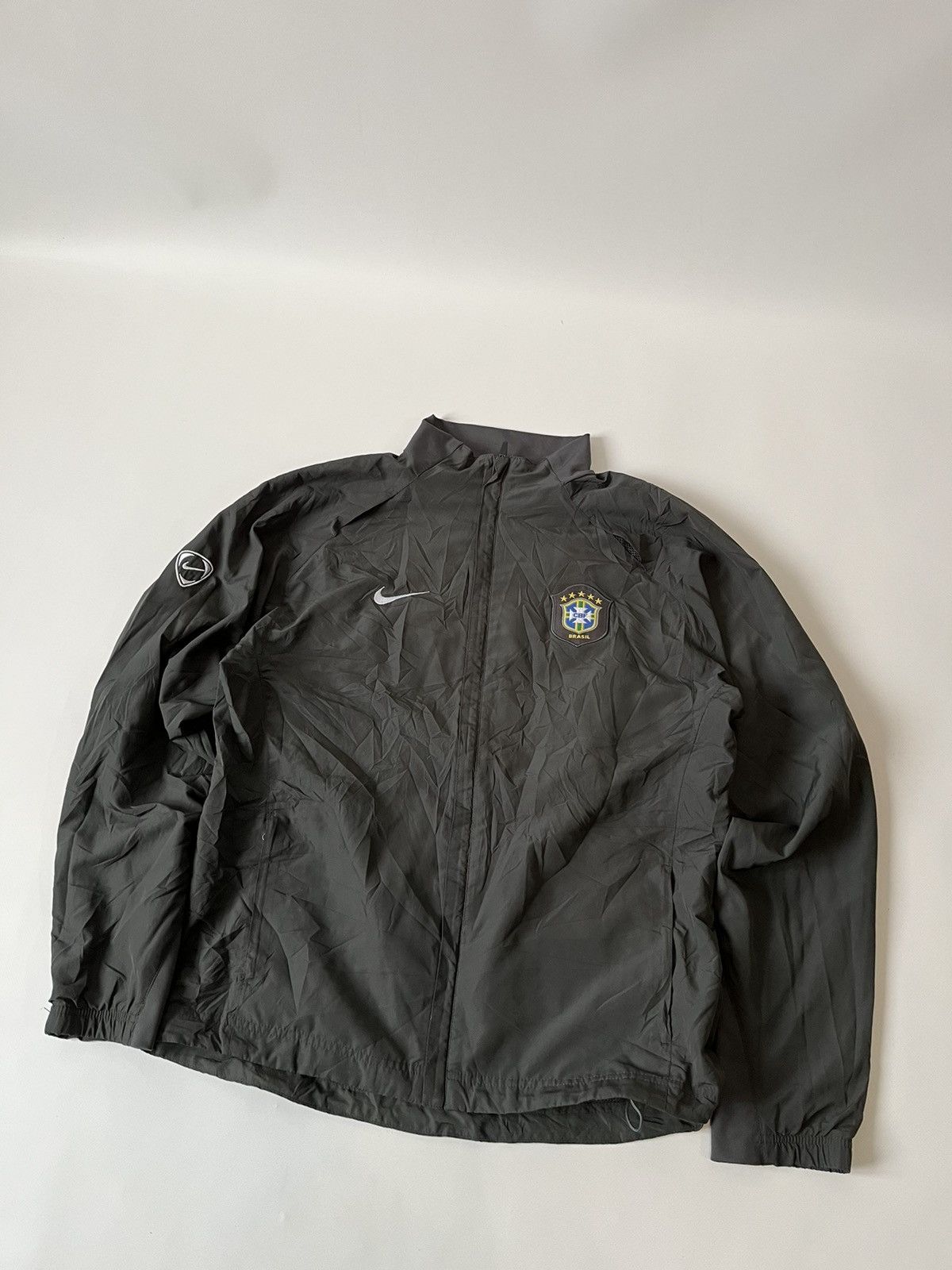 image of Vintage 90's Nike X Brasil Full Zipper Jacket in Grey, Men's (Size Large)