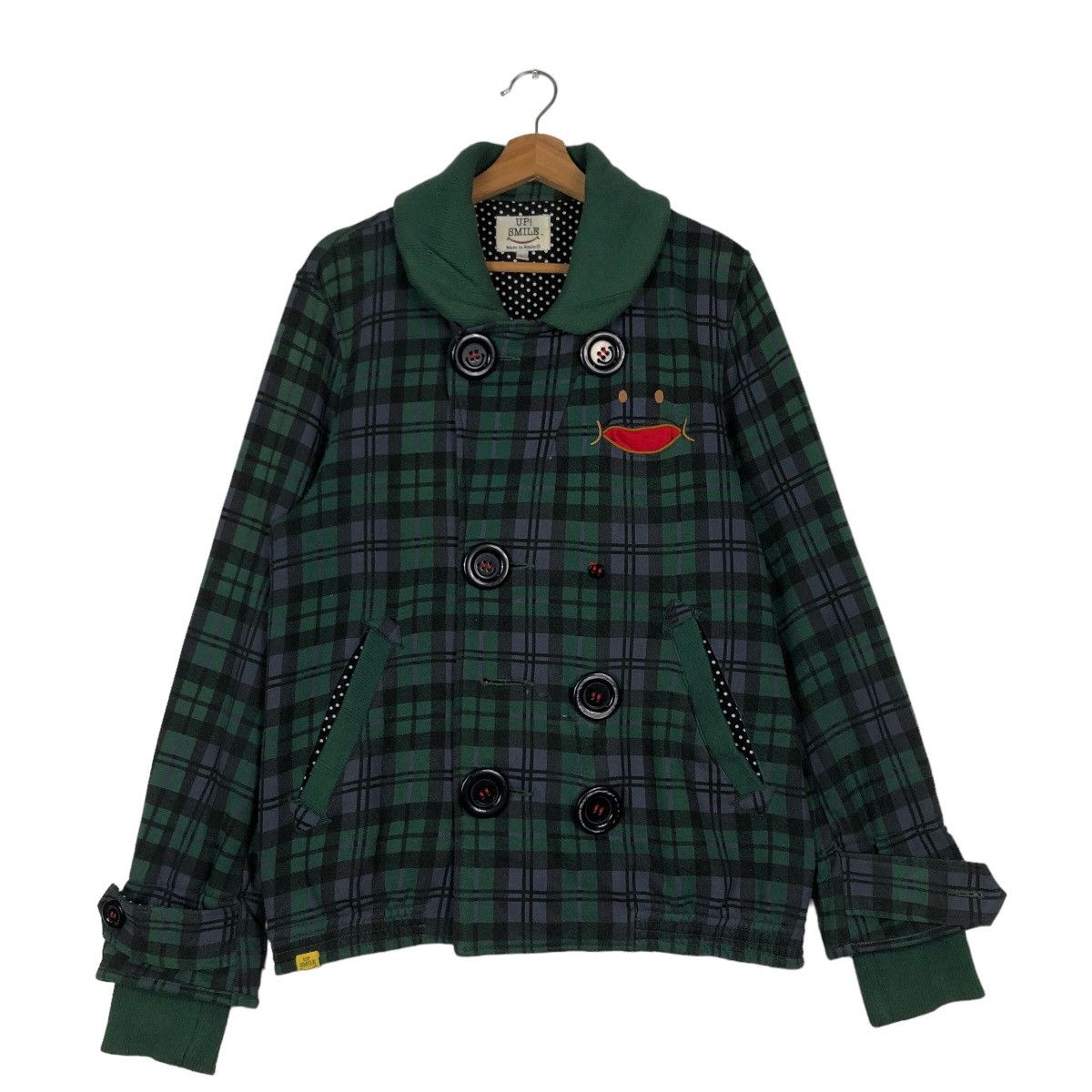 🔥Punk Design Tartan Design Up Smile Japan Jacket Kapital
