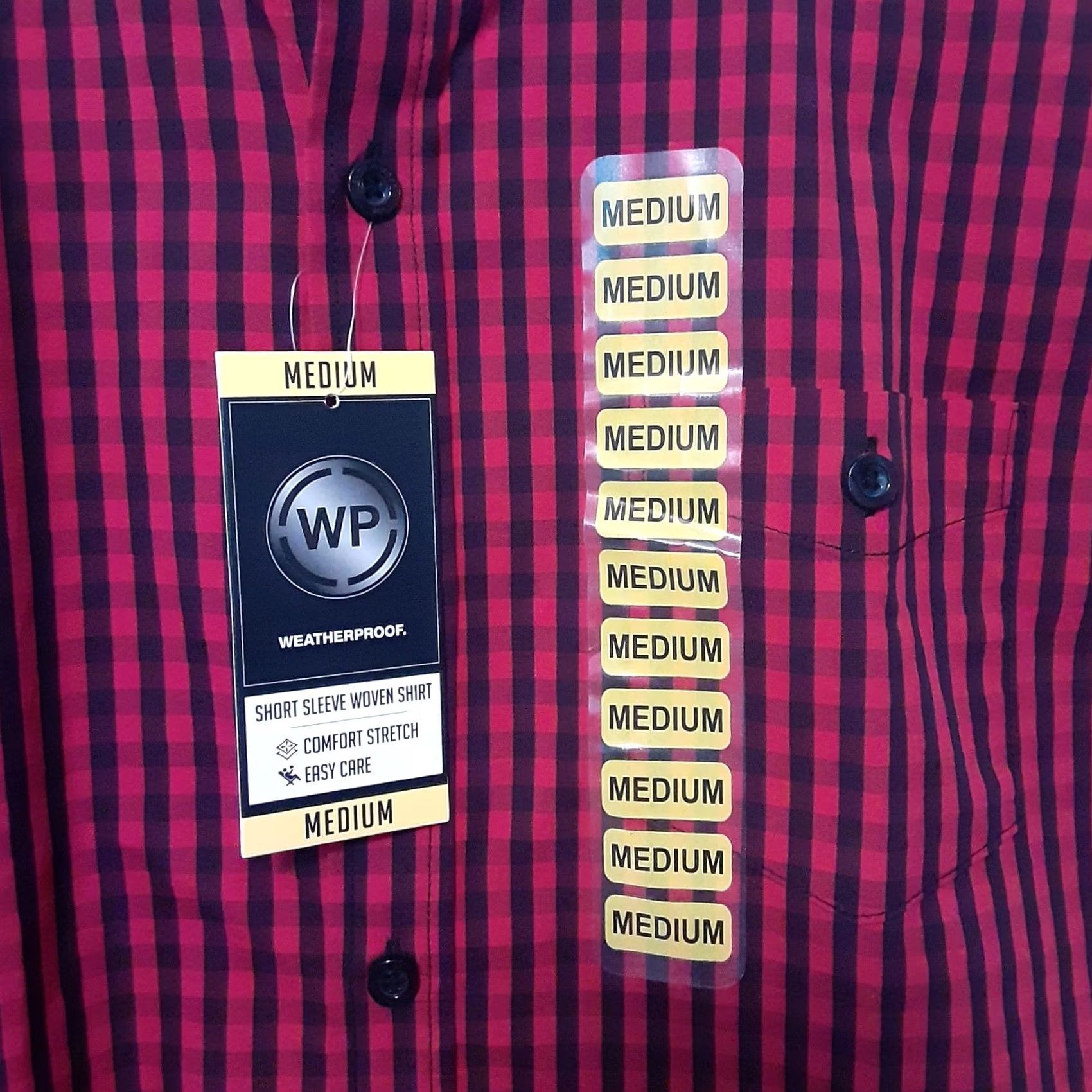 Weatherproof Weatherproof Shirt Mens M Red Plaid Short Sleeve Button-Down Stretch Washable Cotton Blend Casual Workwear Travel Modern" Size US M / EU 48-50 / 2 - 2 Thumbnail