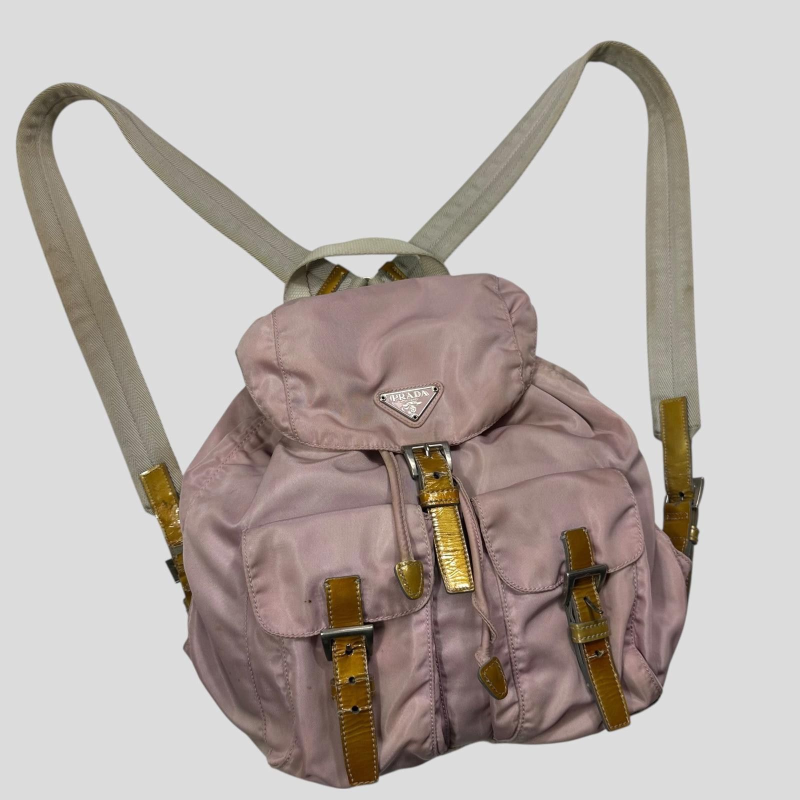Prada Prada Milano 00’s Triangle Plaque Logo Nylon Pink Backpack Size ONE SIZE - 1 Thumbnail