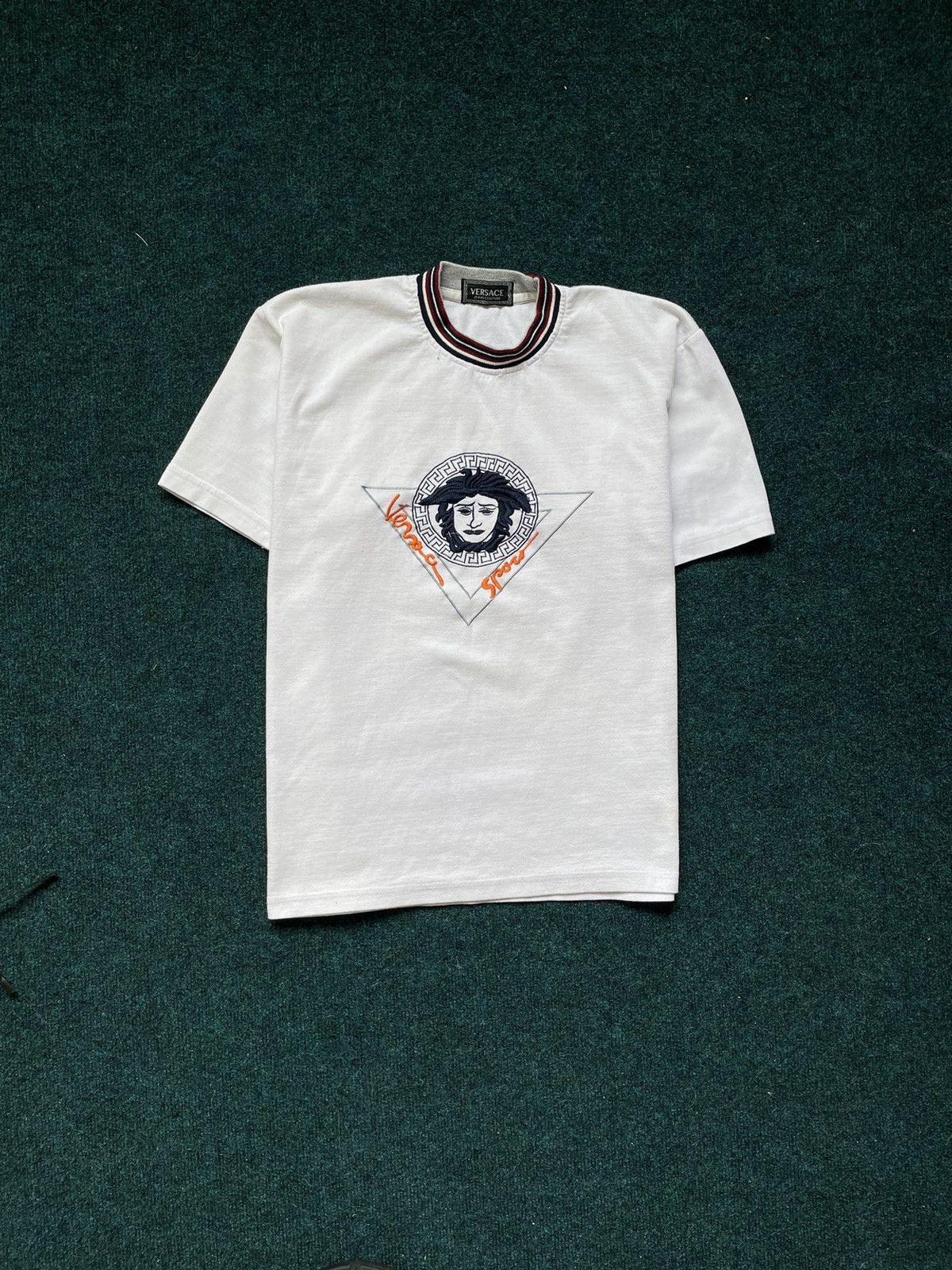 Original VERSACE JEANS COUTURE BIG LOGO WHITE T-SHIRT rare