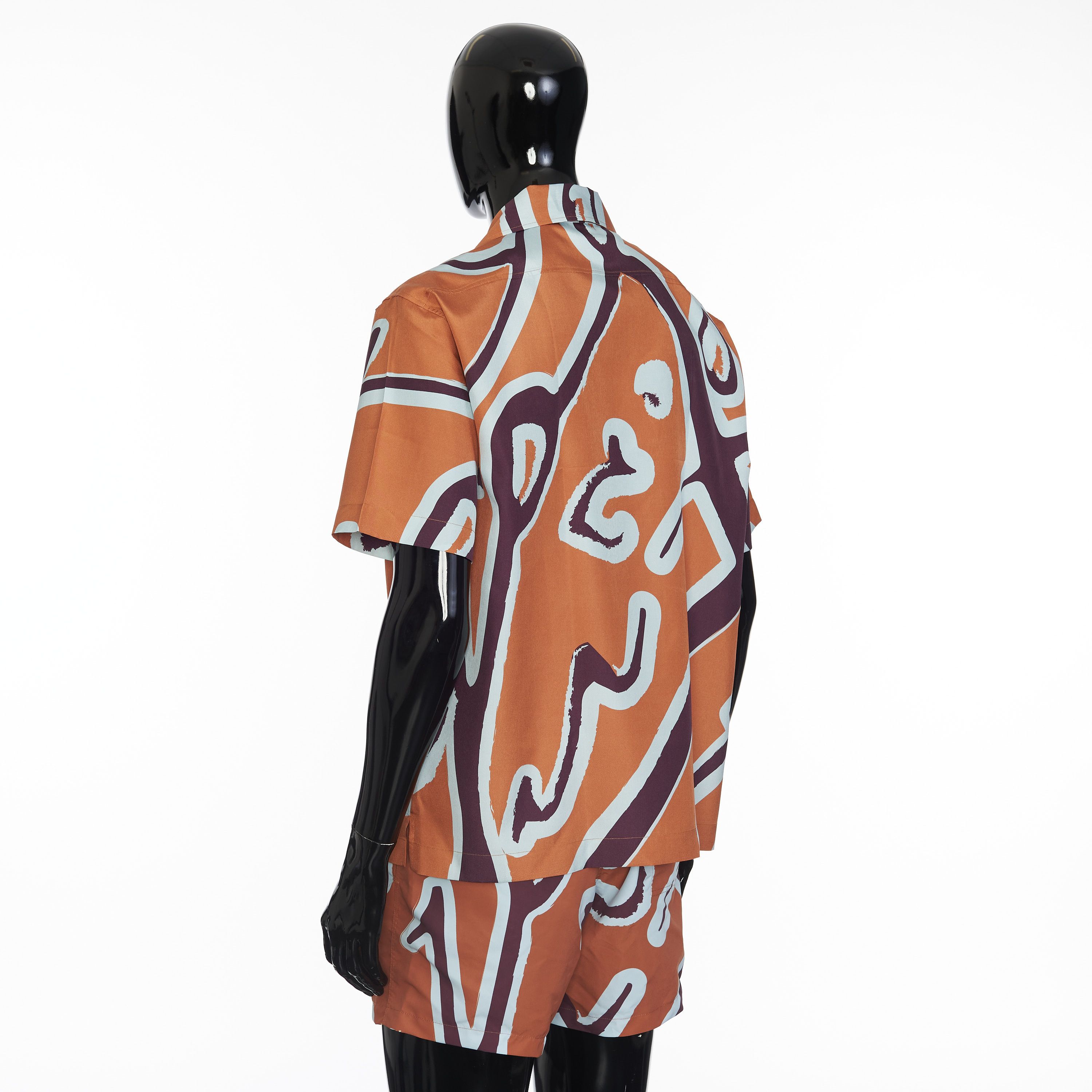 Berluti Short Sleeve Shirt With Giant Scritto Print In Mulberry Silk Size US M / EU 48-50 / 2 - 4 Thumbnail