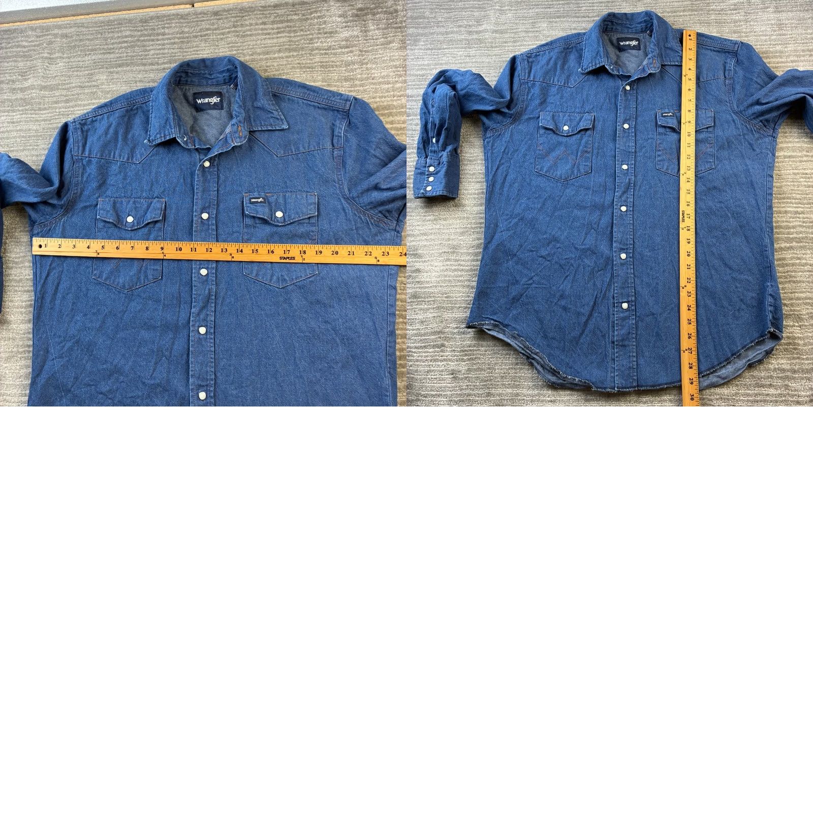 Wrangler VINTAGE Wrangler Shirt Mens Large Blue Denim Jean Pearl Snap Western Cowboy Size US L / EU 52-54 / 3 - 8 Thumbnail