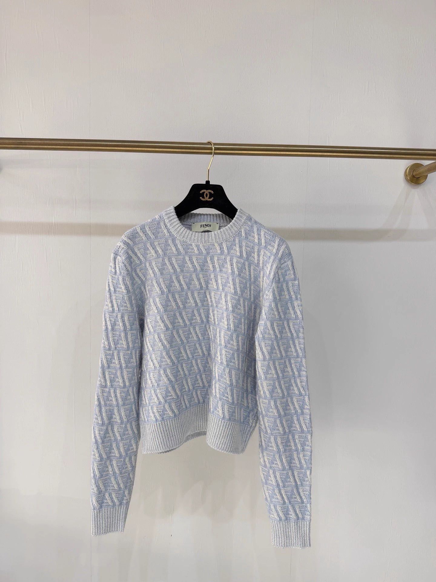 Fendi Fendi Blue Embroidered Logo Knit Sweater 38 (tags removed) Size XS / US 0-2 / IT 36-38 - 1 Thumbnail