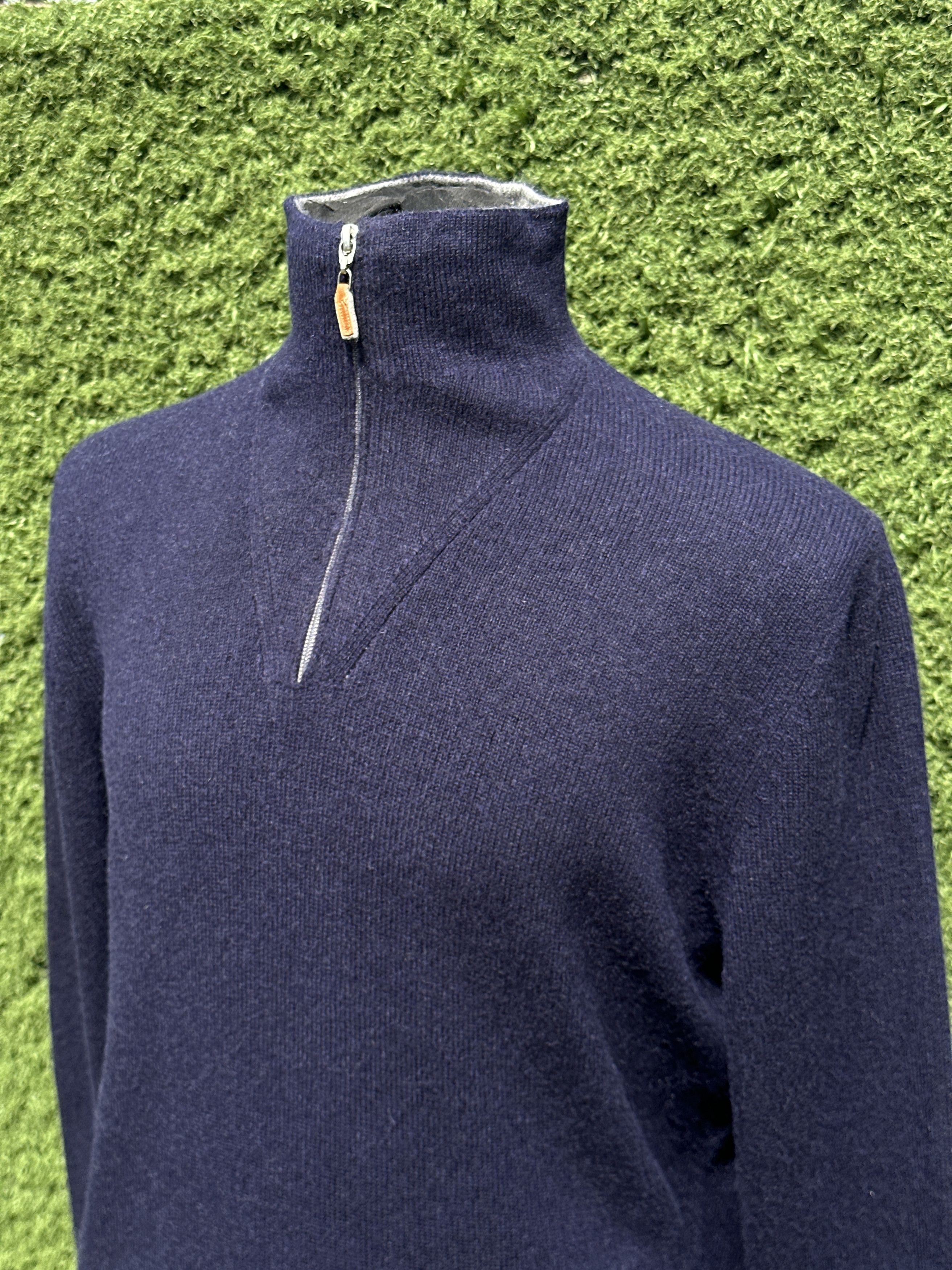 Brunello Cucinelli Brunello Cucinelli Cashmere Half Zip Sweater Navy Size 52 Size US L / EU 52-54 / 3 - 8 Thumbnail