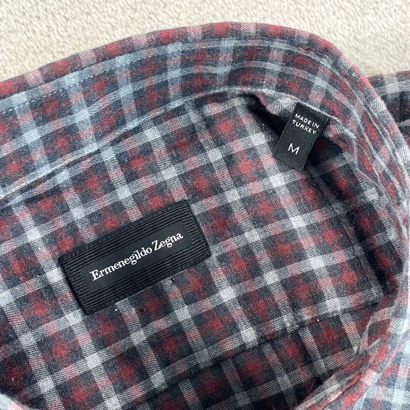 Ermenegildo Zegna Ermenegildo Zegna Shirt Men Medium Grey Burgundy Multi Plaid Designer Long Sleeve Shirt Size US M / EU 48-50 / 2 - 2 Thumbnail