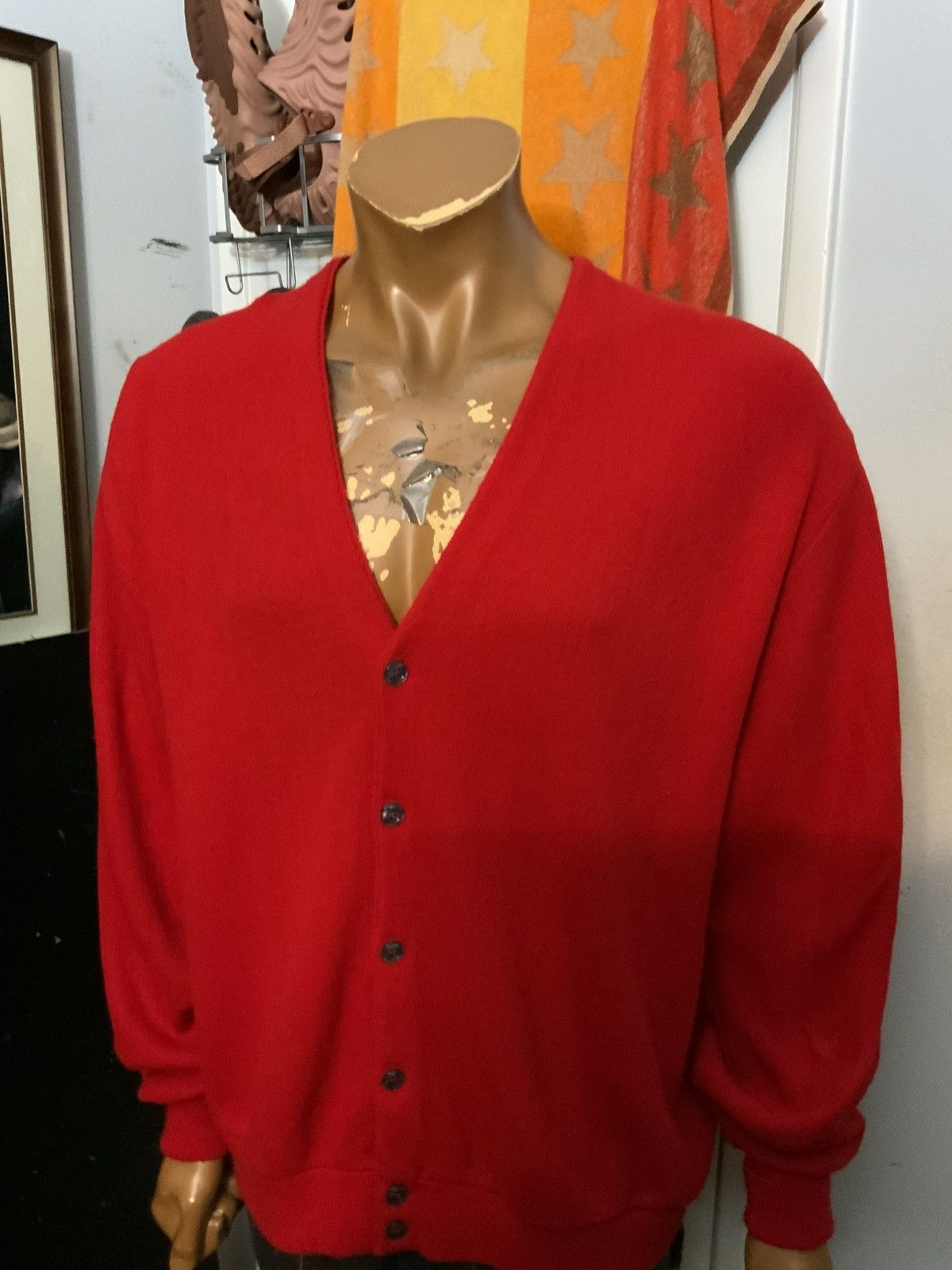 Other Vintage 70s 80s Pine State Red Acrylic Knit Cardigan Sweater Size US XL / EU 56 / 4 - 9 Thumbnail