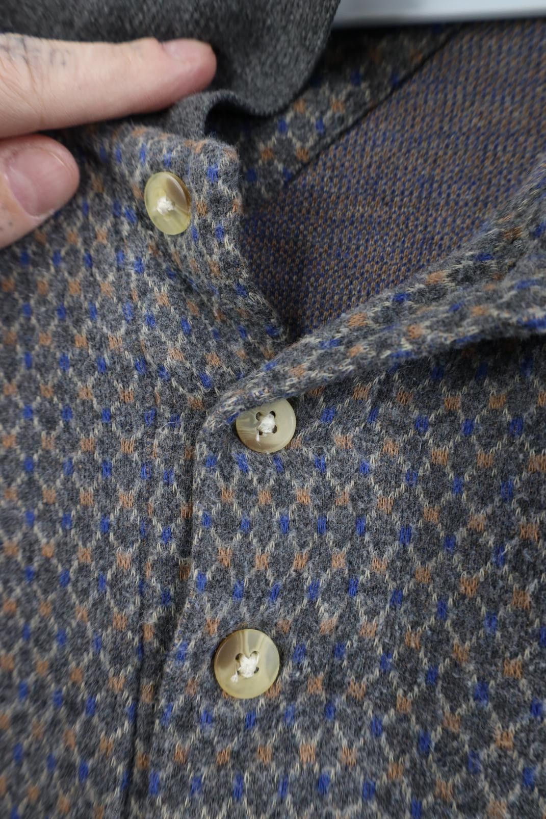 Vintage Vintage 90s Streetwear Fit Geometric Knit Long Sleeve Polo Size US L / EU 52-54 / 3 - 5 Thumbnail