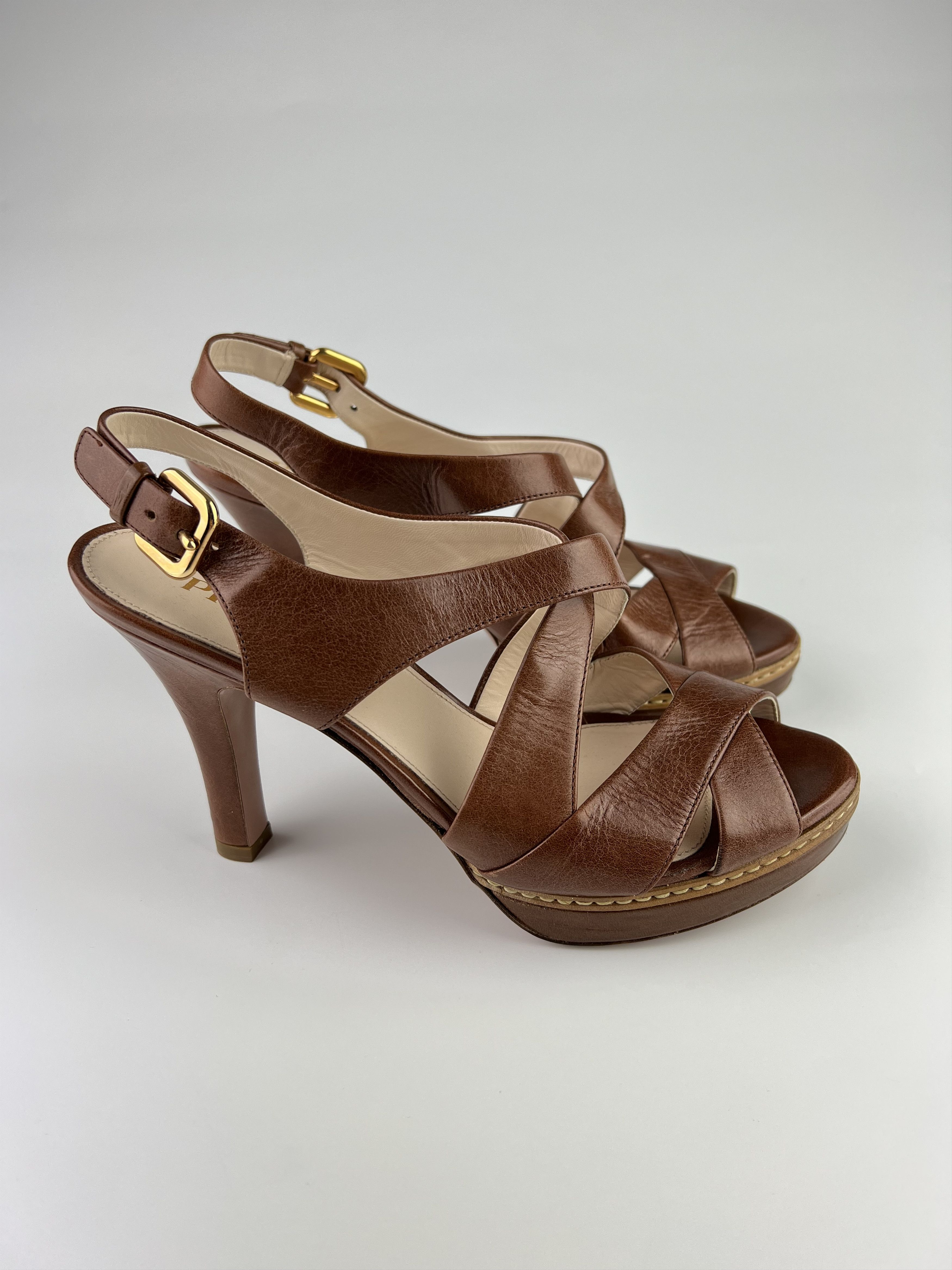 Prada Prada Brown Heels Size 38 Size US 8 / IT 38 - 8 Thumbnail
