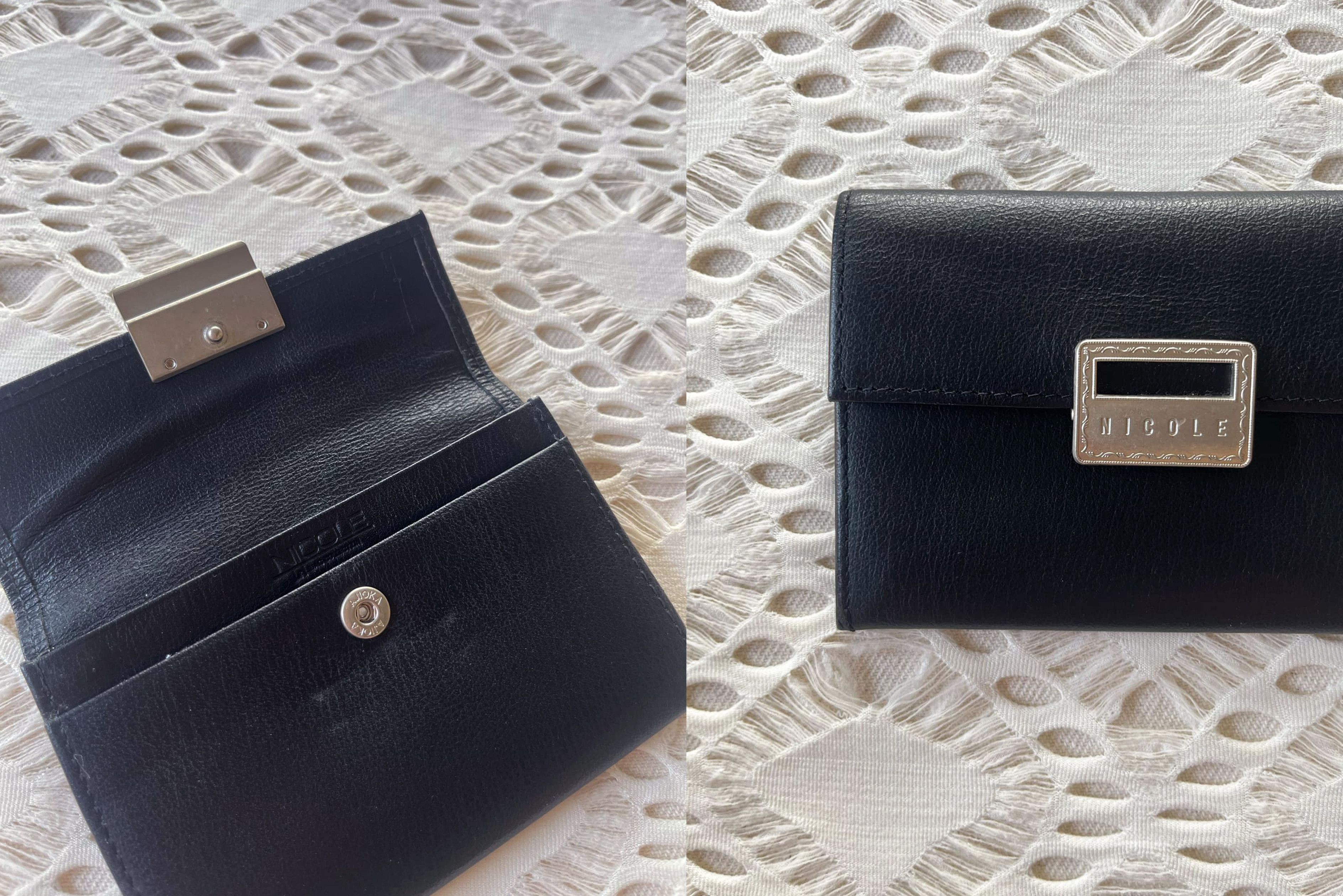 Vintage 90s 'NICOLE' Small and thin size black genuine card holder Size ONE SIZE - 8 Thumbnail