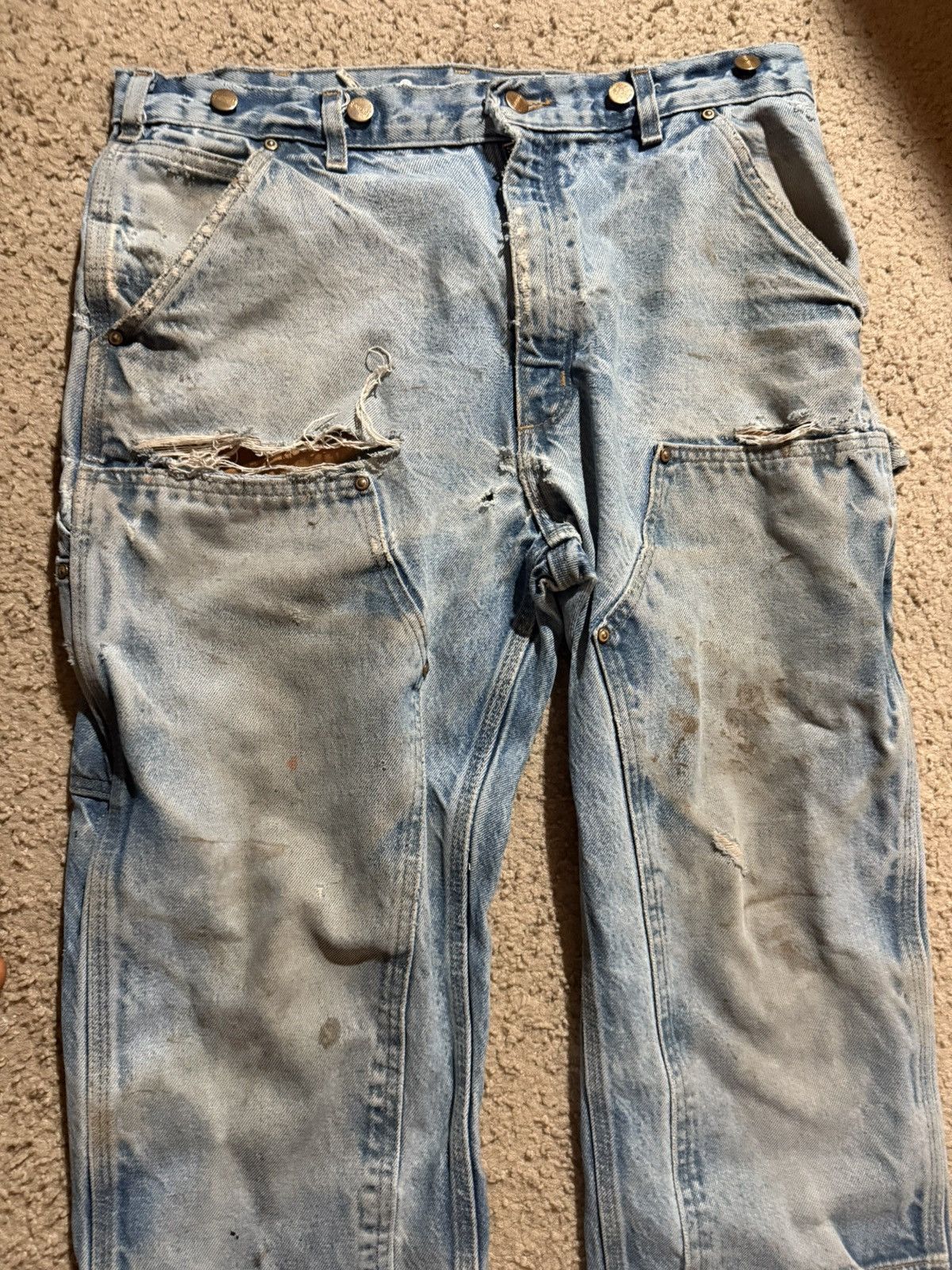Carhartt Vinateg Double Knee Carpenter Denim Jeans Size US 34 / EU 50 - 2 Thumbnail