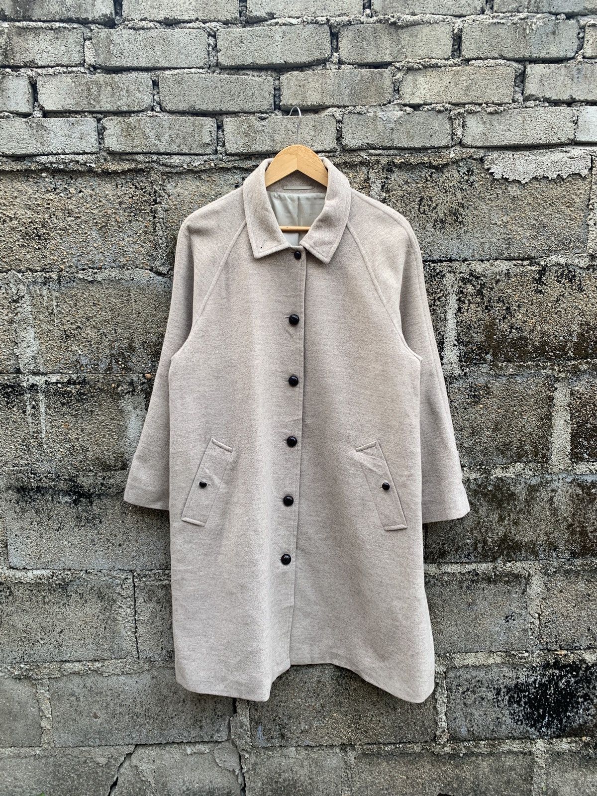image of Archivevintage Margaret Howell Wool Long Coat in Cream, Men's (Size Large)