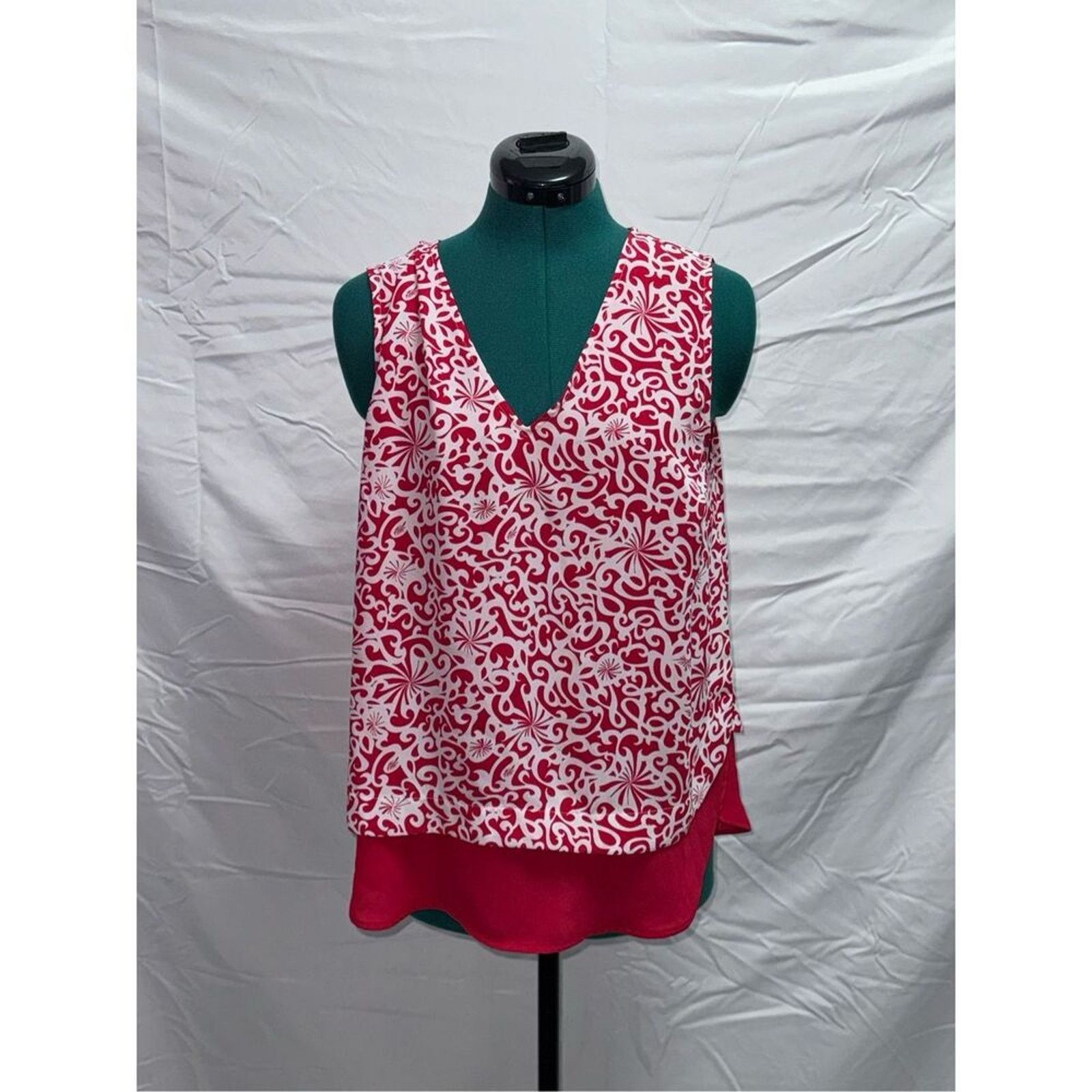 Other Halogen Red Print Sleeveless Blouse | Sz PL Size M / US 6-8 / IT 42-44 - 2 Thumbnail