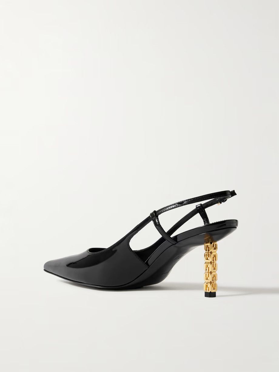 Givenchy o1srvl11e1024 G Cube Patent-Leather Slingback Pumps in Black Size US 8 / IT 38 - 4 Thumbnail