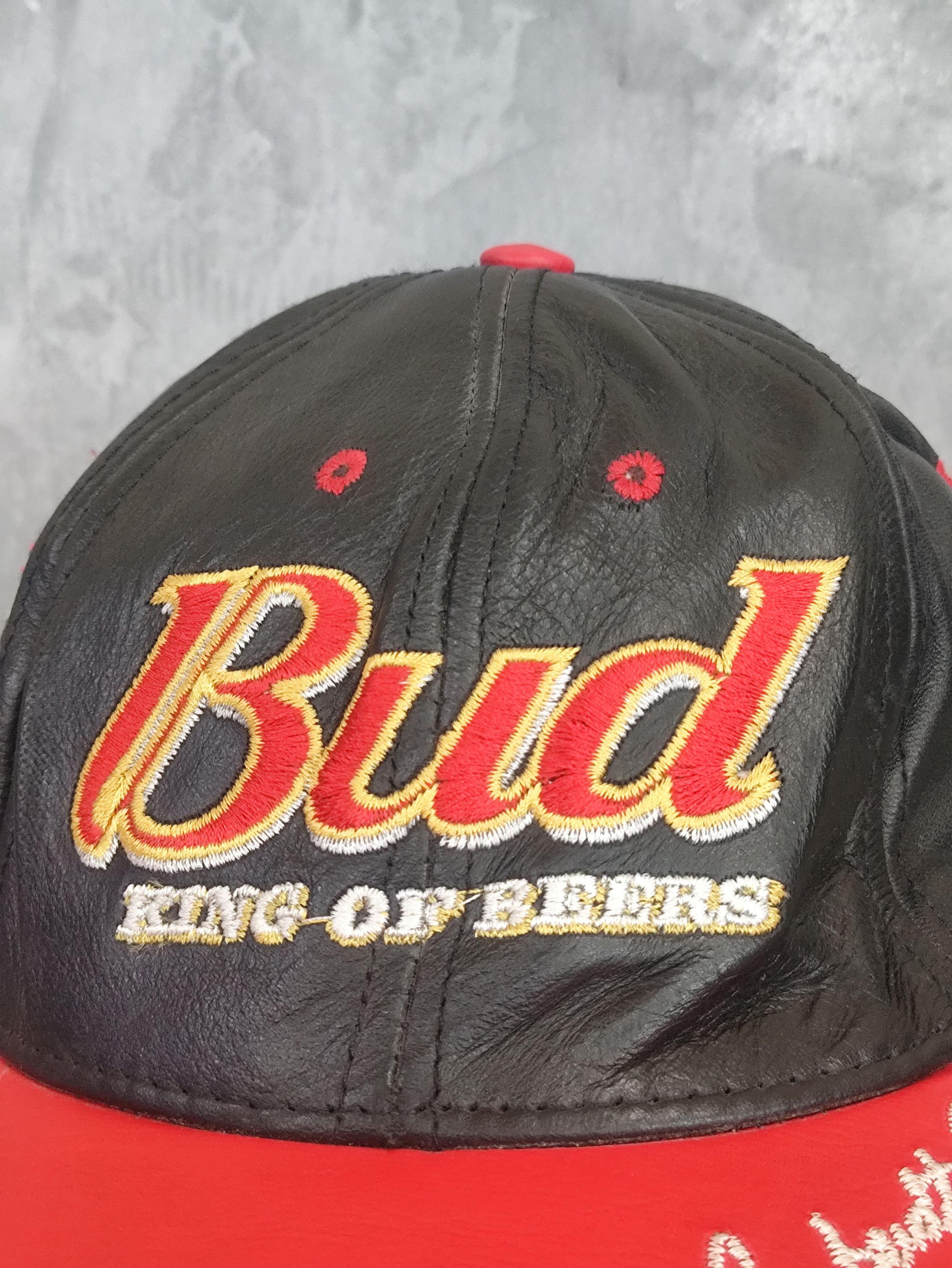 NASCAR Vintage Nascar Budweiser Dale Earnhardt Hat Cap Leather Size ONE SIZE - 2 Thumbnail