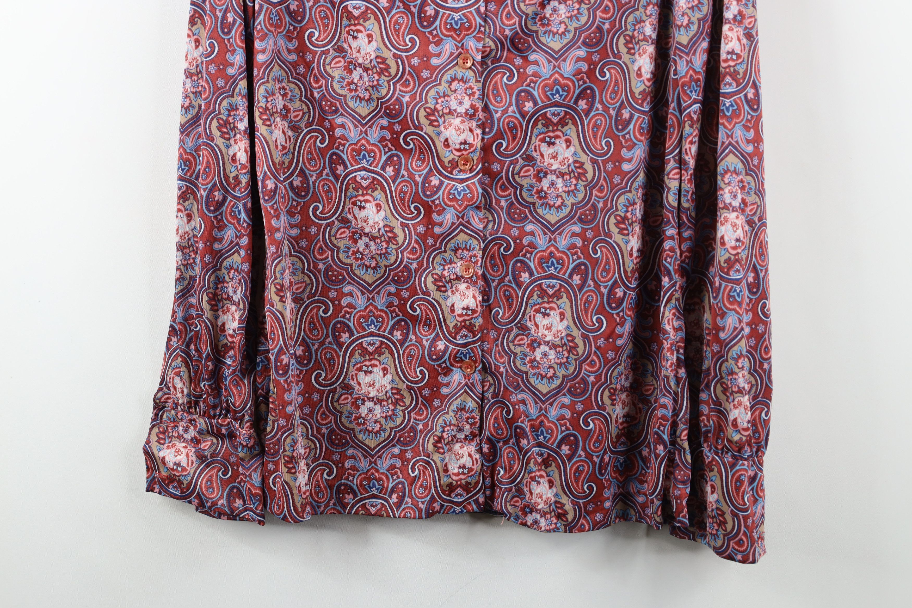 Vintage Vintage 70s Mid Century Modern MCM Flower Knit Button Shirt Size M / US 6-8 / IT 42-44 - 3 Thumbnail