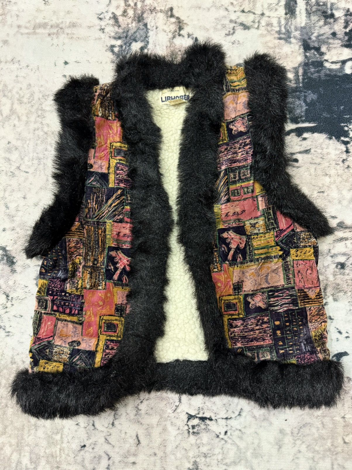 Japanese Brand × Vintage Libhober Floral Mohair Trimming Fur Vests Size US S / EU 44-46 / 1 - 3 Thumbnail