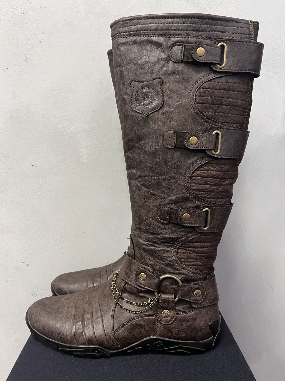 14th Addiction Leather hight moto Balenciaga style straps moto boxing boots Size US 8 / EU 41 - 1 Thumbnail