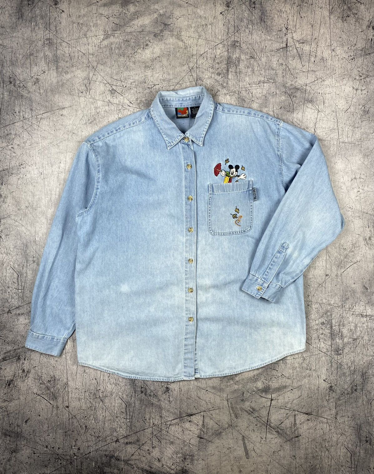 Disney Vintage Disney Mickey Mouse Denim Button Up Shirts Size US L / EU 52-54 / 3 - 2 Thumbnail