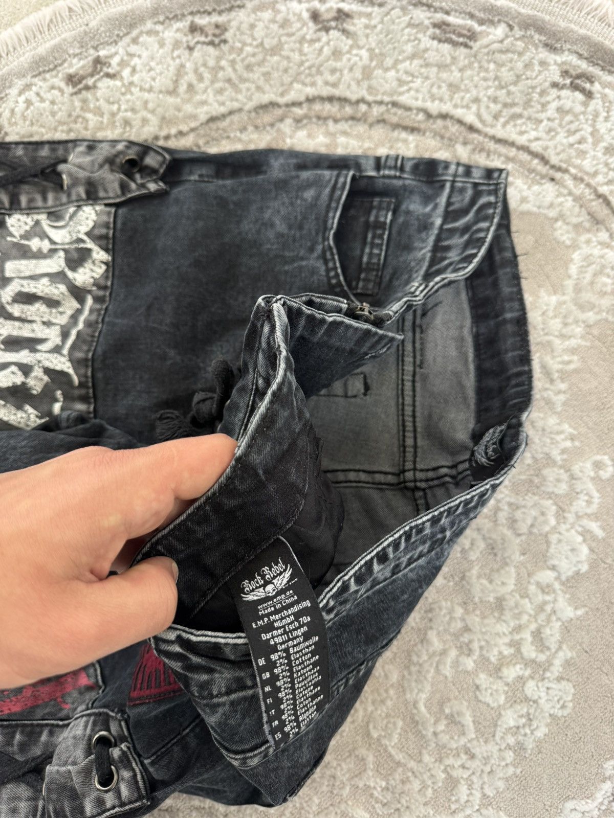 Le Grande Bleu (L.G.B.) Flared Bootcut Rock Rebel Jeans Skull Rock n Roll Gothic Size US 31 - 11 Thumbnail
