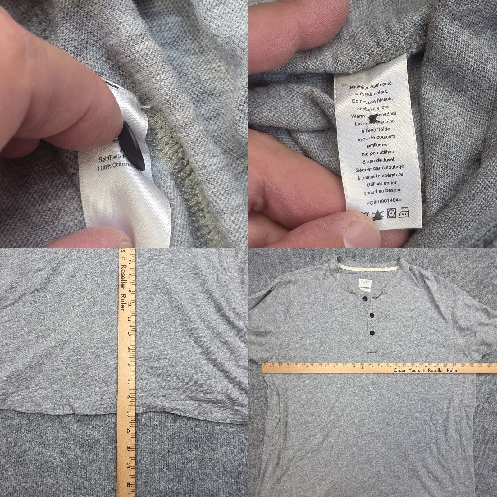 Rag & Bone Rag & Bone Henley Shirt Mens XL Gray Slub Pima Short Sleeve Harbor Grey Size US XL / EU 56 / 4 - 8 Thumbnail