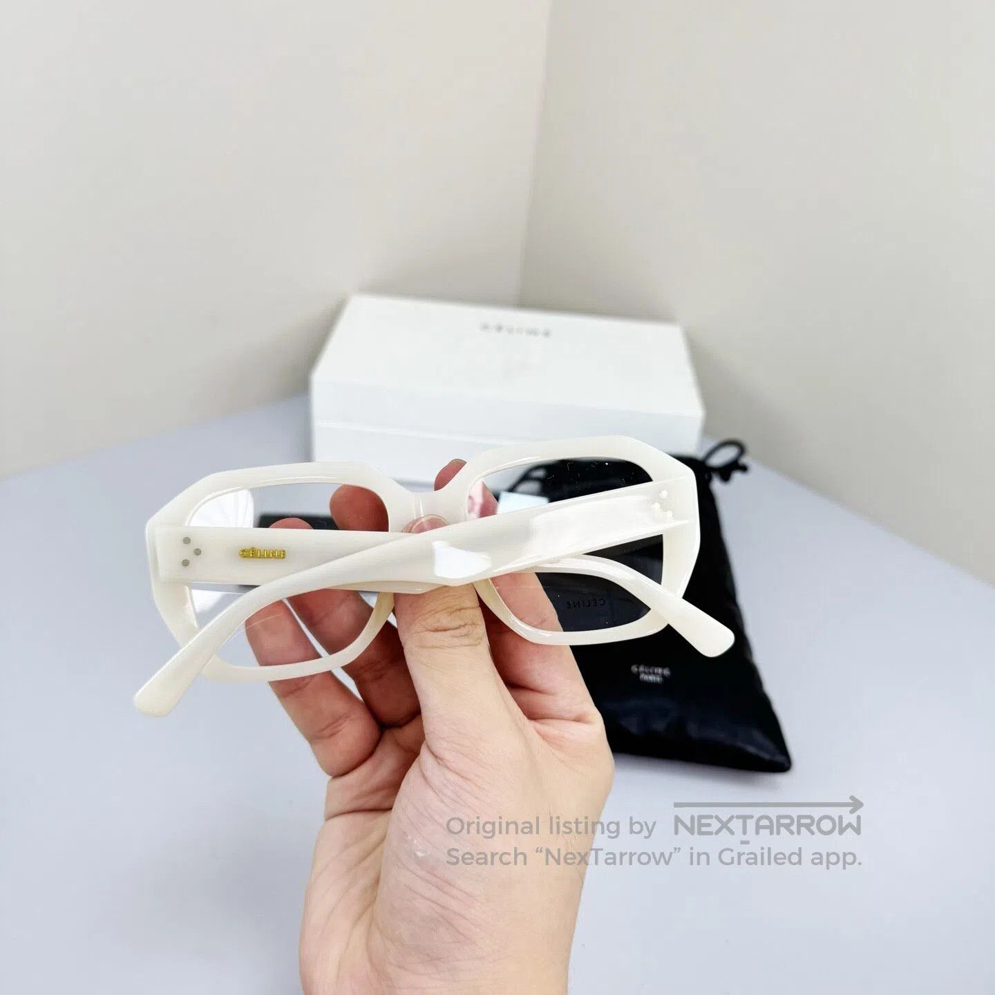 Celine CELINE White Gold Foil Letter Non-Prescription Glasses| Size ONE SIZE - 5 Thumbnail
