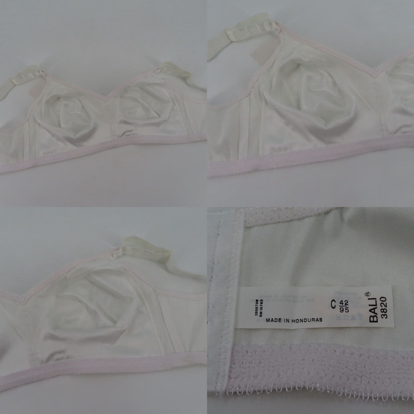 Vintage Bali 42C Double Support Wirefree Bra 3820 Wireless Unlined White New T-Shirt Bra Womens Size ONE SIZE - 8 Thumbnail