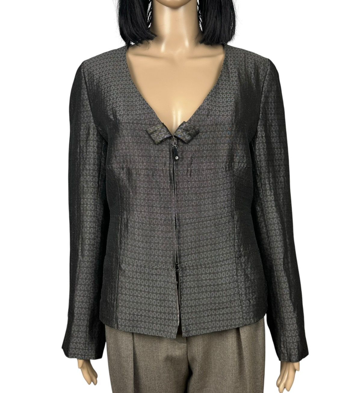 Giorgio Armani Giorgio Armani Zip Jacket Monogram Viscose-Ramie size 48 Size XL / US 12-14 / IT 48-50 - 2 Thumbnail